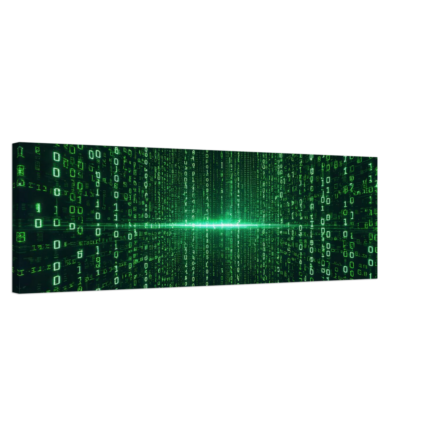 Wandbild digital matrix art gruene binaercode illusion fuer ihr zuhause oder buero erhaeltlich in vielen groessen