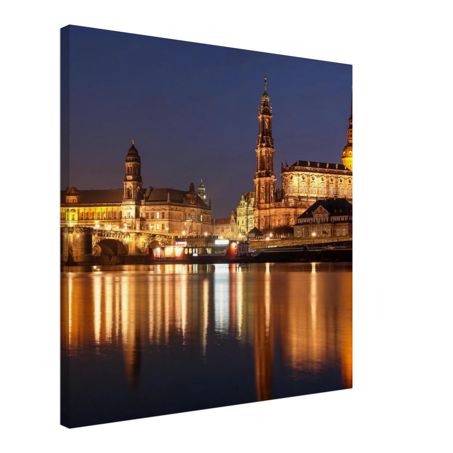 Wandbild dresden bei nacht eine malerische flusslandschaft in leuchtendem gold und azur