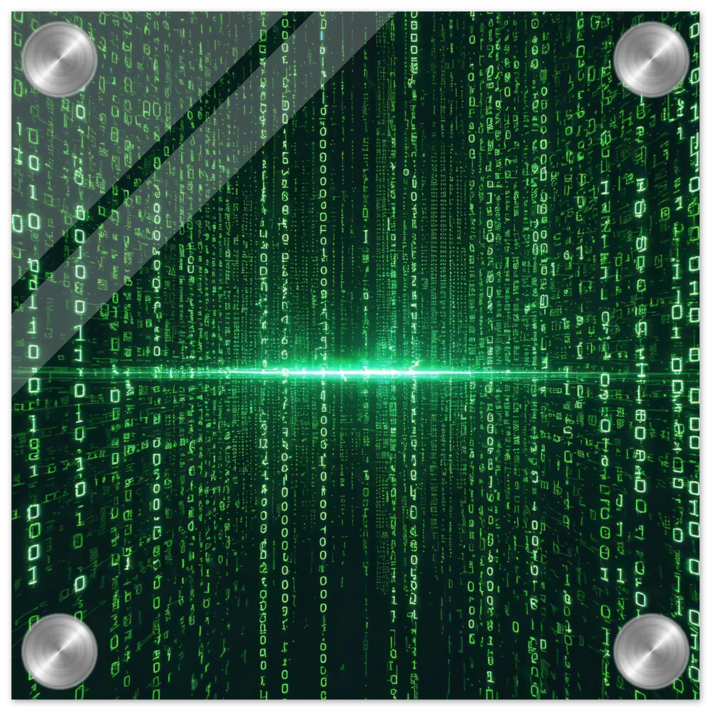 Wandbild digital matrix art gruene binaercode illusion fuer ihr zuhause oder buero erhaeltlich in vielen groessen