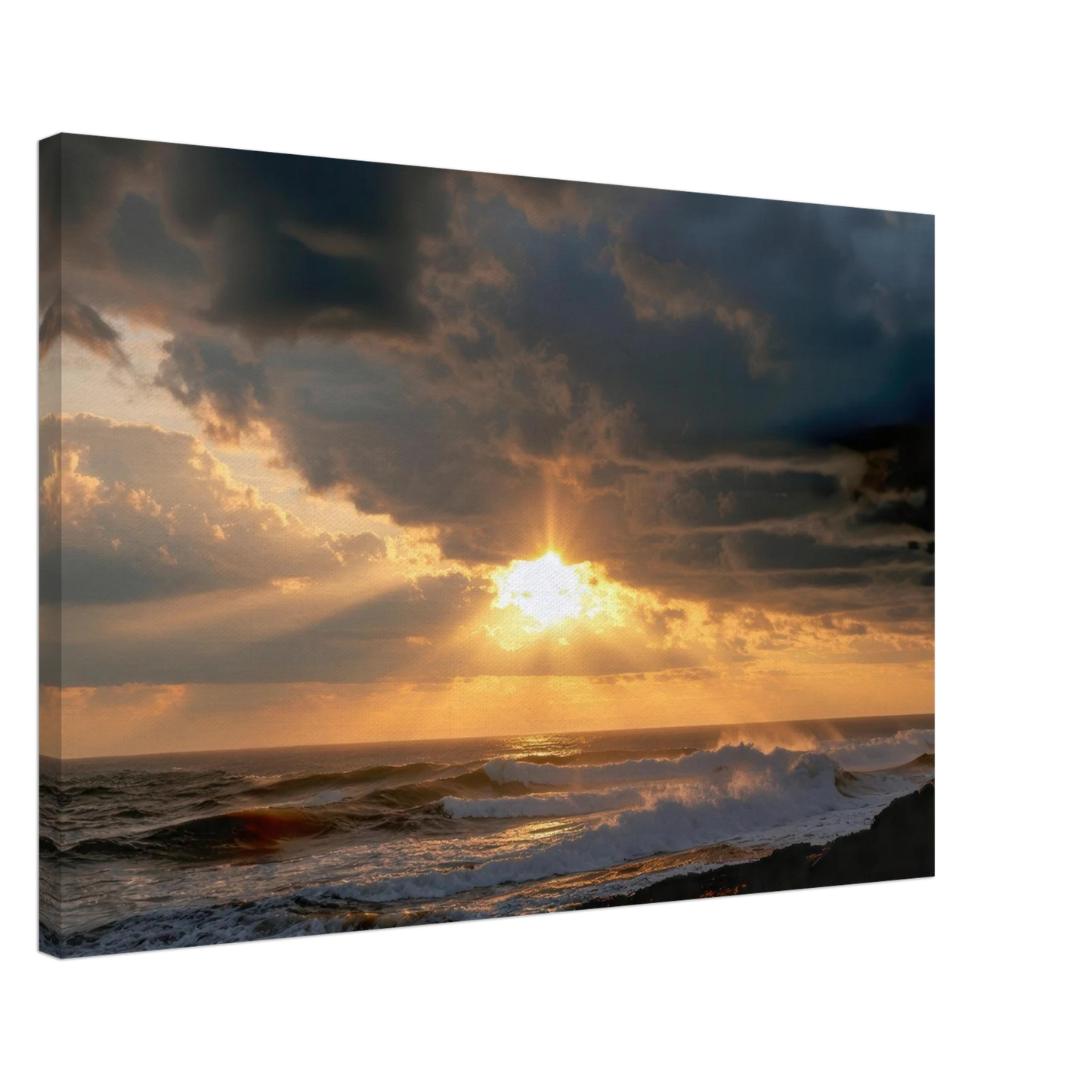 Wandbild dramatischer ozean sonnenuntergang kuestenkunst in ihrer wunschgroesse