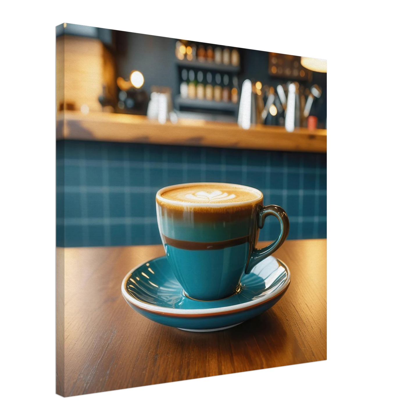 Wandbild deep teal latte einladende kaffeehaus atmosphaere fuer ihr zuhause in vielen groessen