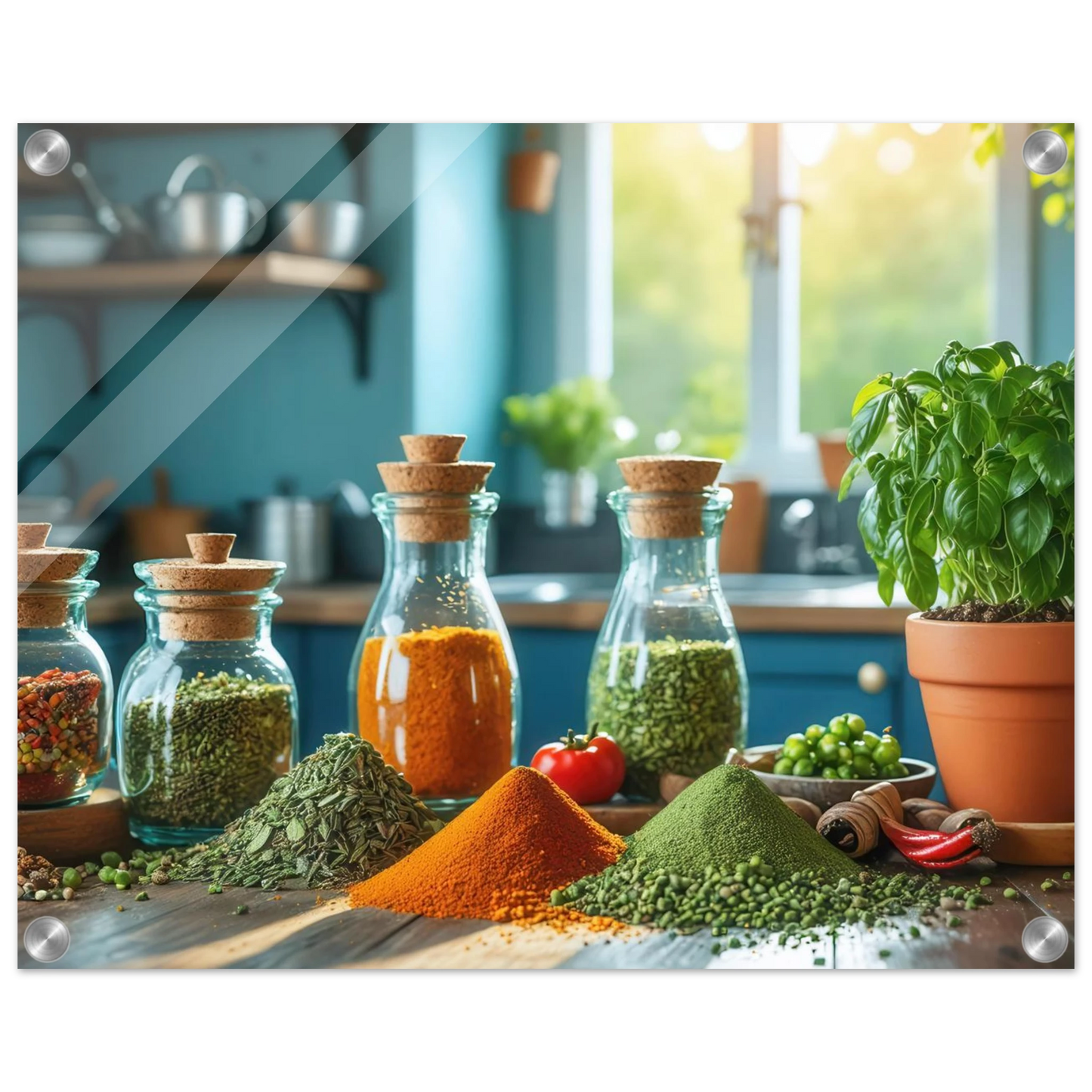 Wandbild lebendige kuechenkraeuter und gewuerze frische wuerze fuer ihr zuhause