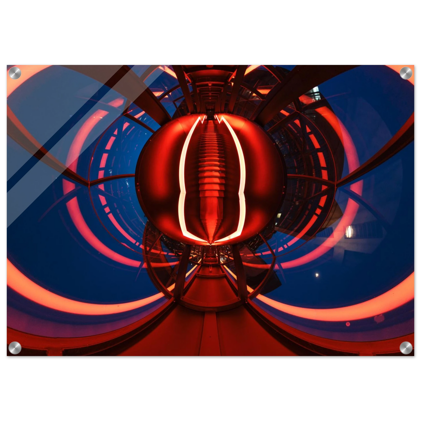 Wandbild futuristischer neon tunnel in sattem rot waehle aus 25 groessen