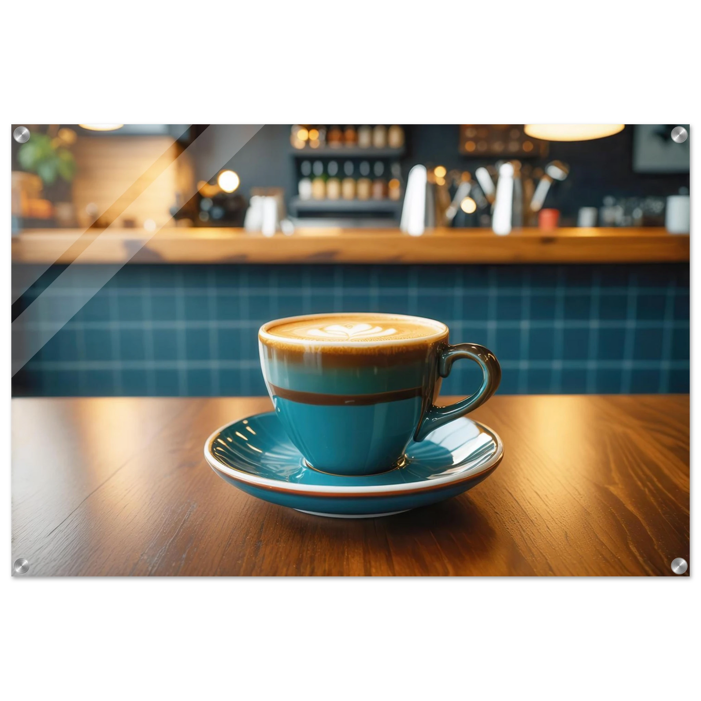Wandbild deep teal latte einladende kaffeehaus atmosphaere fuer ihr zuhause in vielen groessen