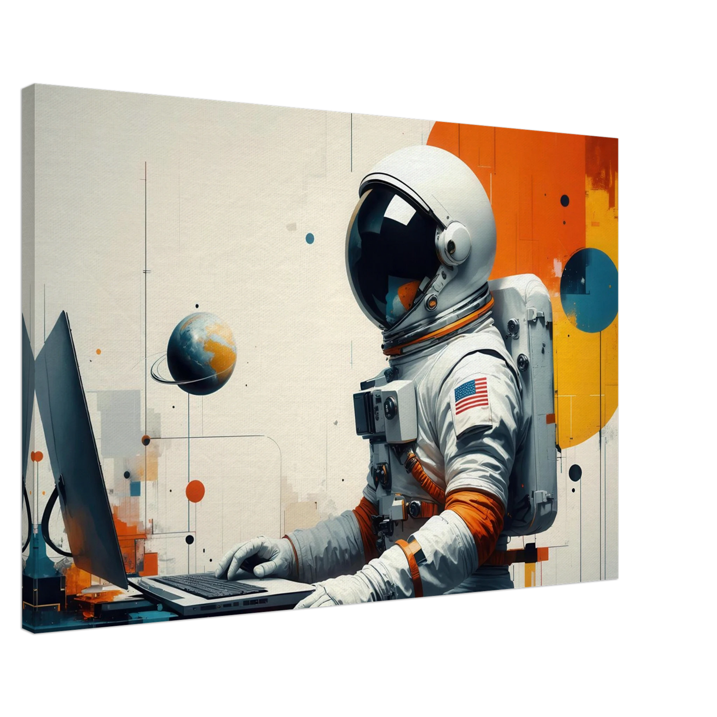 Wandbild cosmic coder astronaut bei der arbeit sci fi kunst fuer dein zuhause in verschiedenen groessen