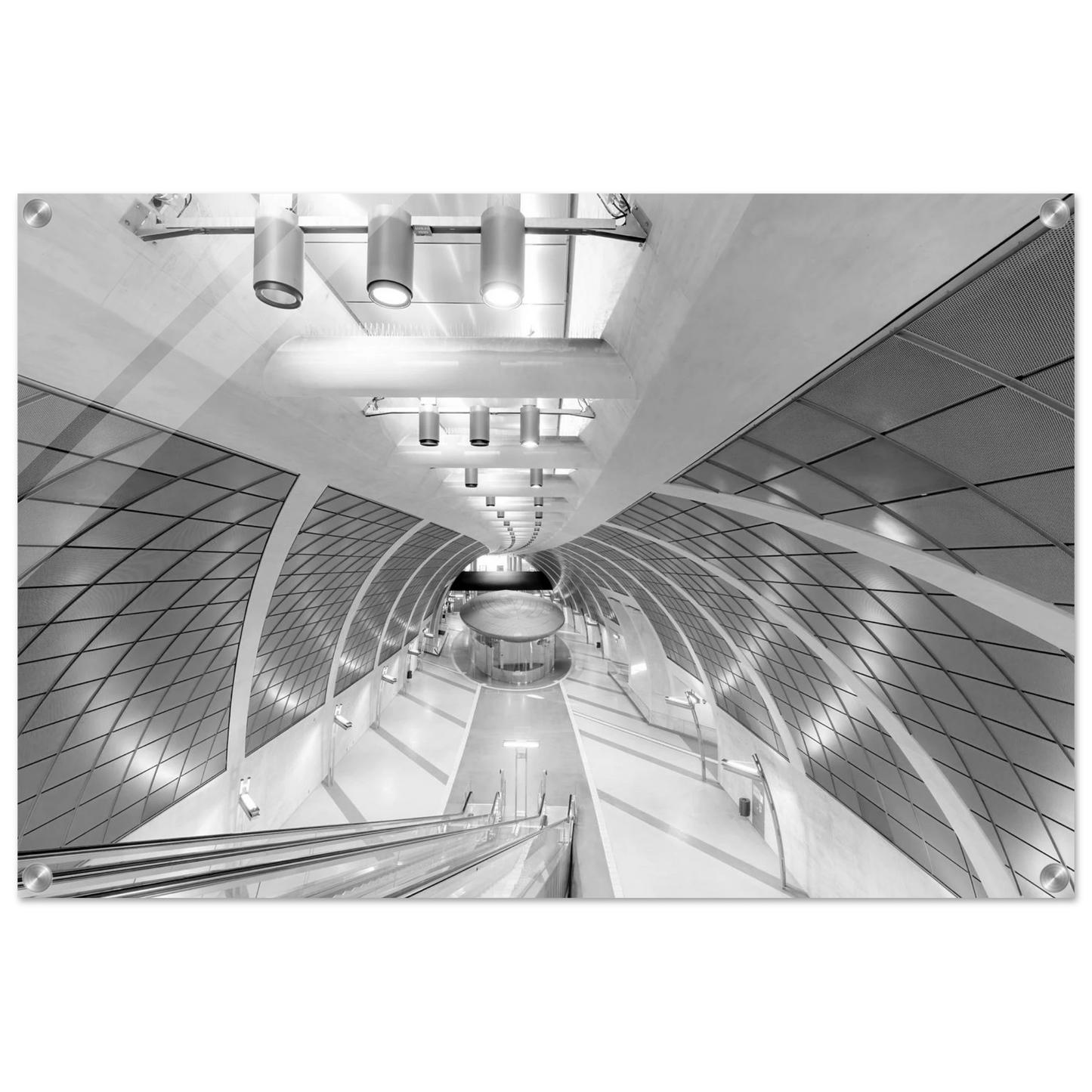 Wandbild futuristische u bahn station moderne architektur in schwarz weiss als wandkunst