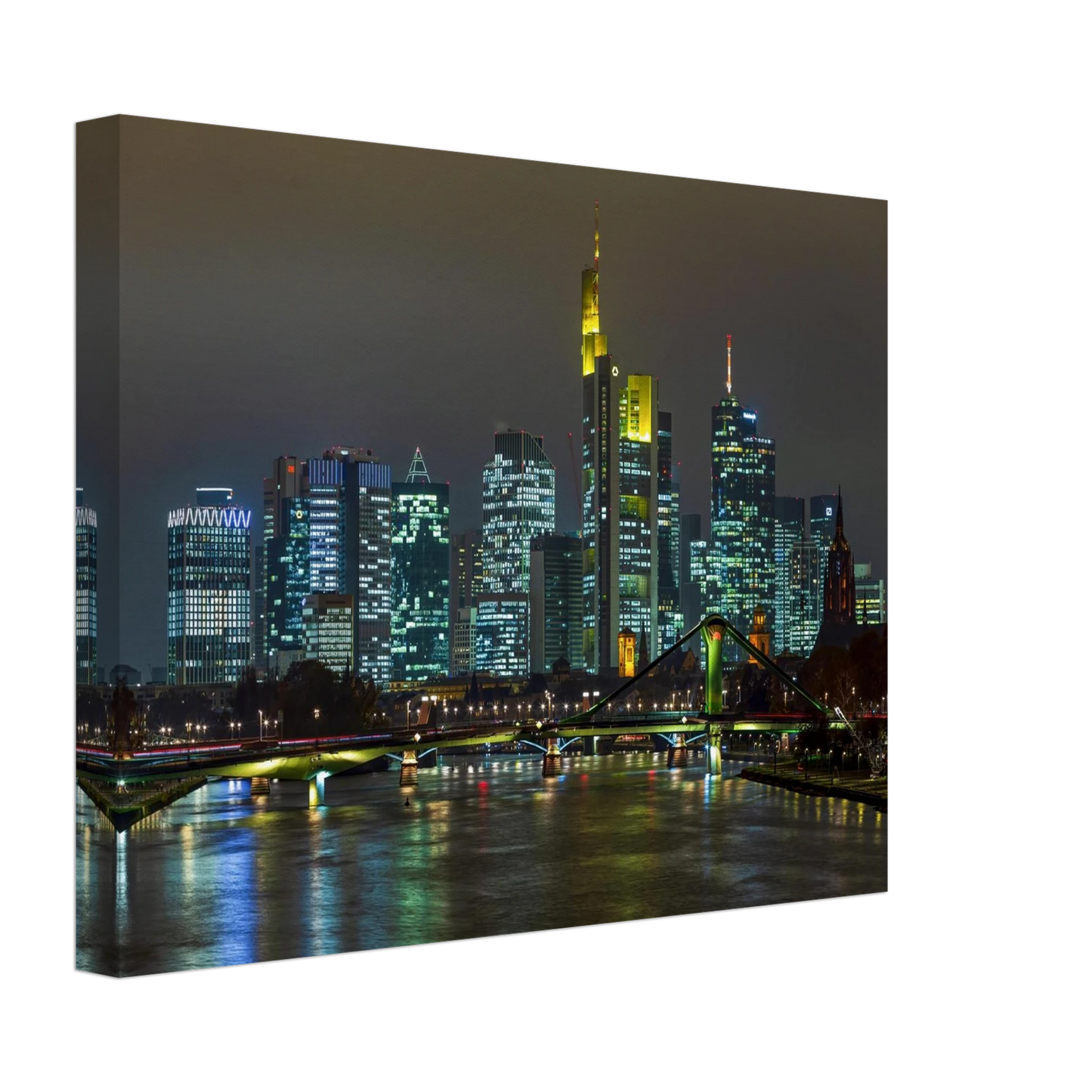 Wandbild frankfurt skyline bei nacht lebendige stadtlandschaft fuer ihr zuhause in vielen groessen
