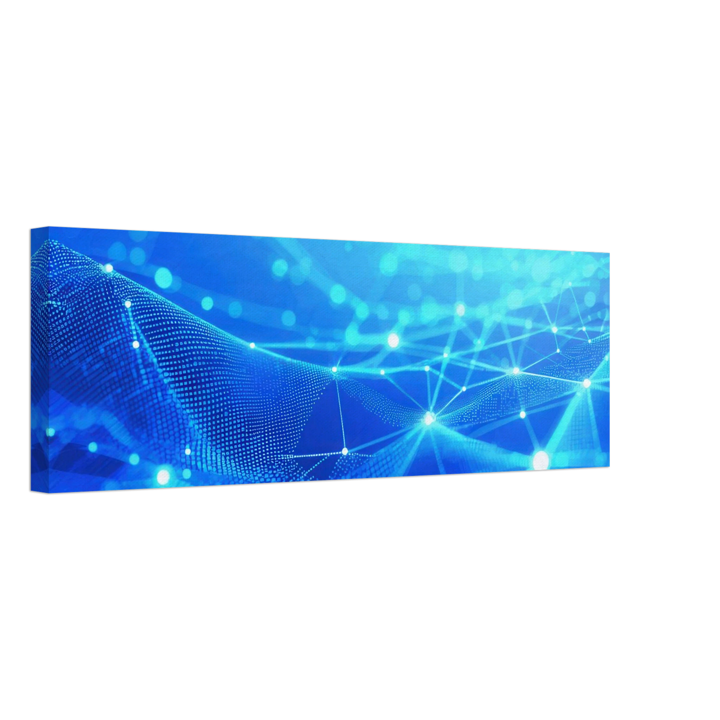 Wandbild deep blue connected world abstraktes cyberpunk netzwerk fuer moderne raeume in vielen groessen