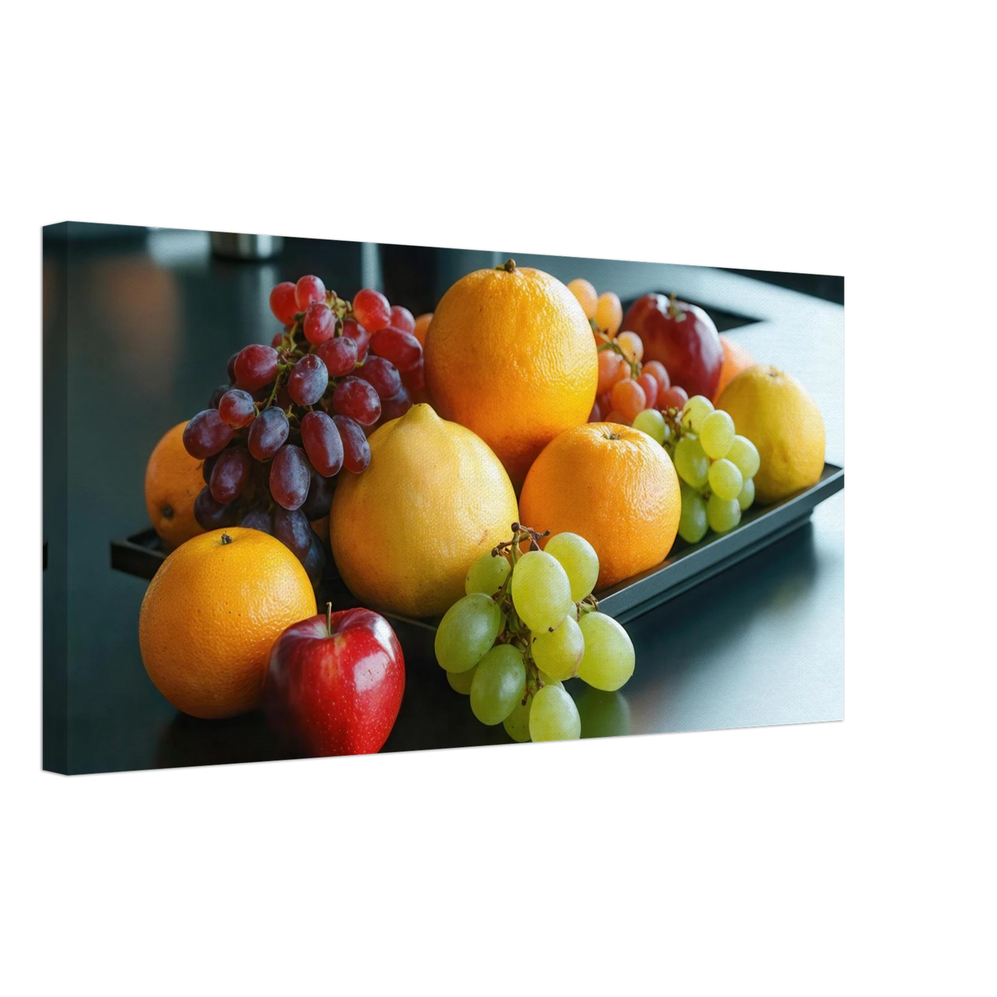 Wandbild fruchtbare fuelle lebendige komposition mit zitrusfruechten und trauben