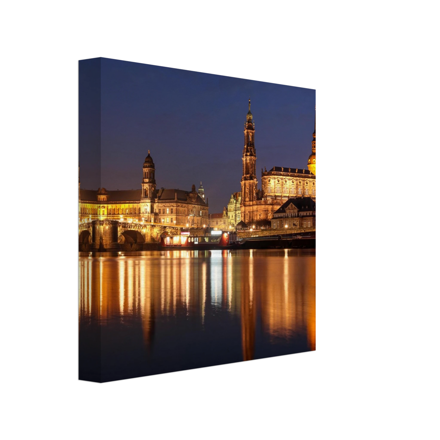 Wandbild dresden bei nacht eine malerische flusslandschaft in leuchtendem gold und azur