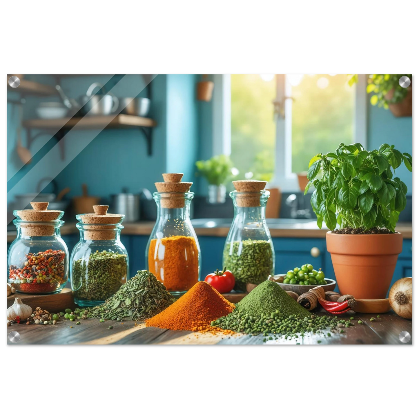 Wandbild lebendige kuechenkraeuter und gewuerze frische wuerze fuer ihr zuhause
