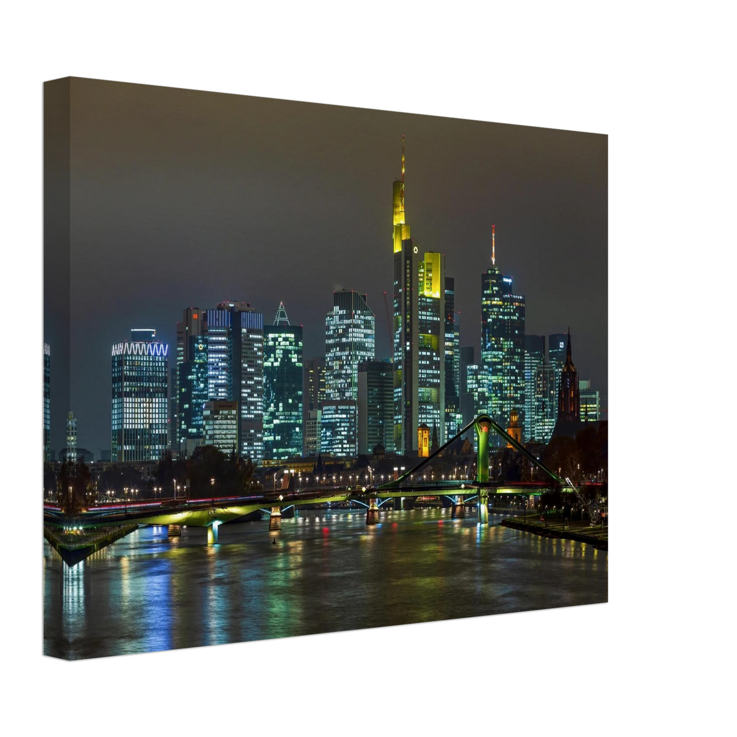 Wandbild frankfurt skyline bei nacht lebendige stadtlandschaft fuer ihr zuhause in vielen groessen