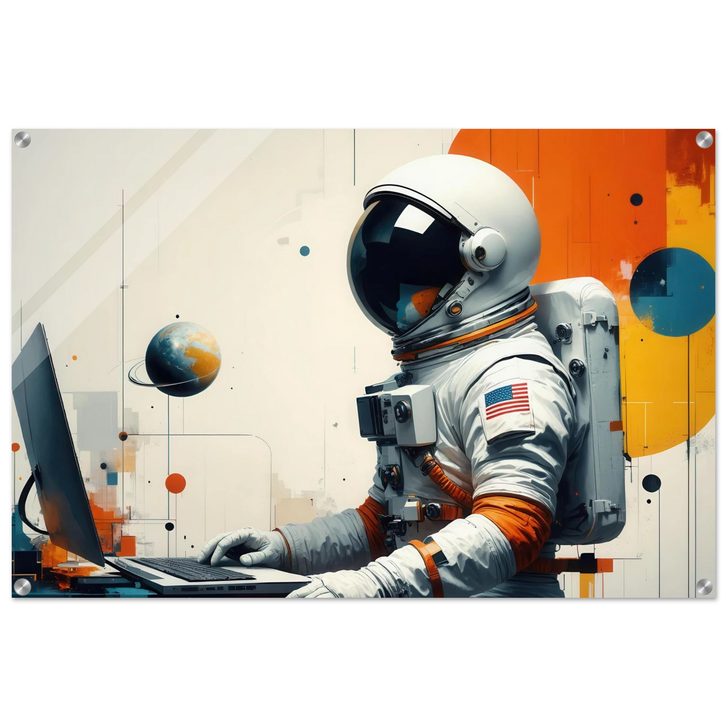 Wandbild cosmic coder astronaut bei der arbeit sci fi kunst fuer dein zuhause in verschiedenen groessen