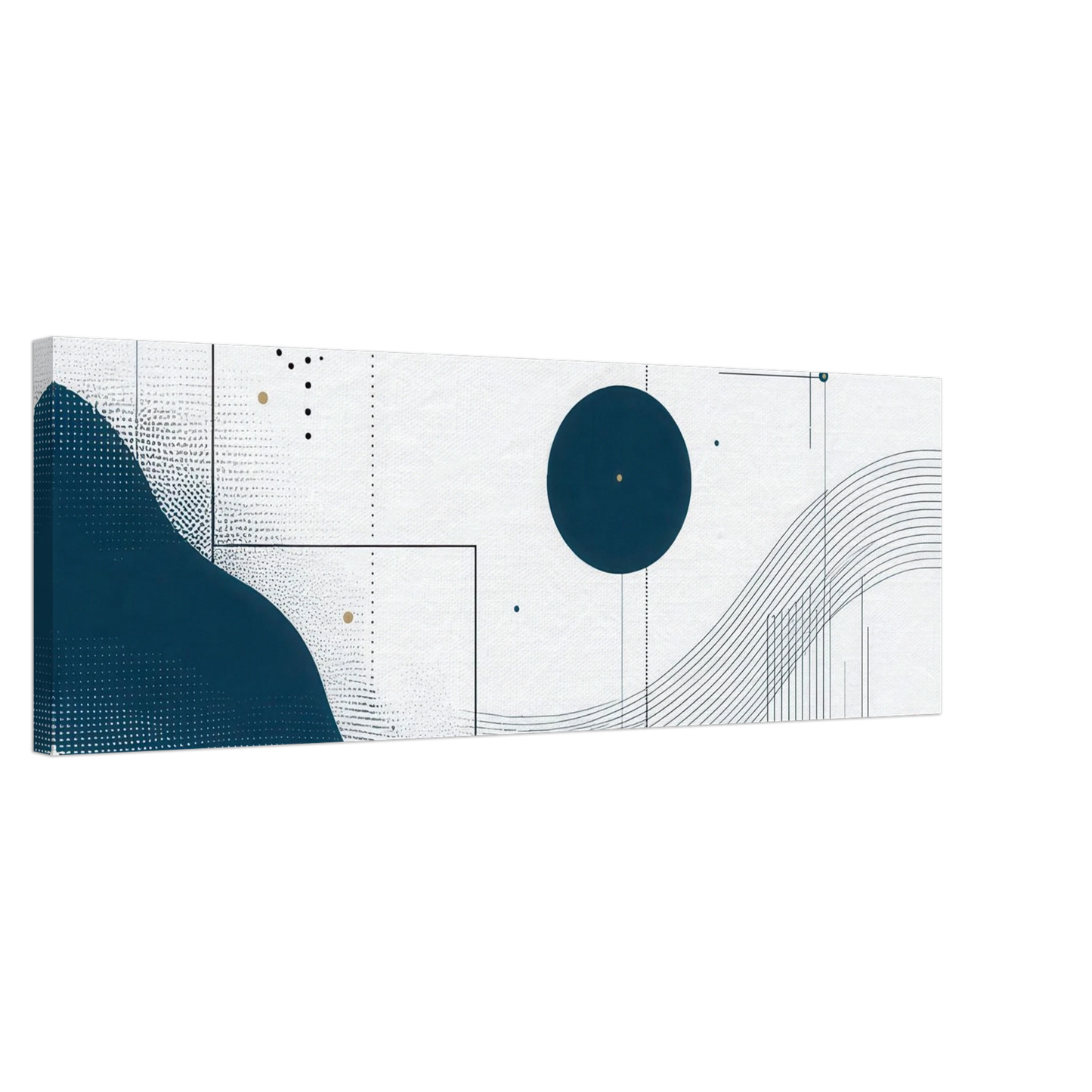 Wandbild deep sea rhythm abstrakte kunst in blau und goldtoenen in ihrer wunschgroesse