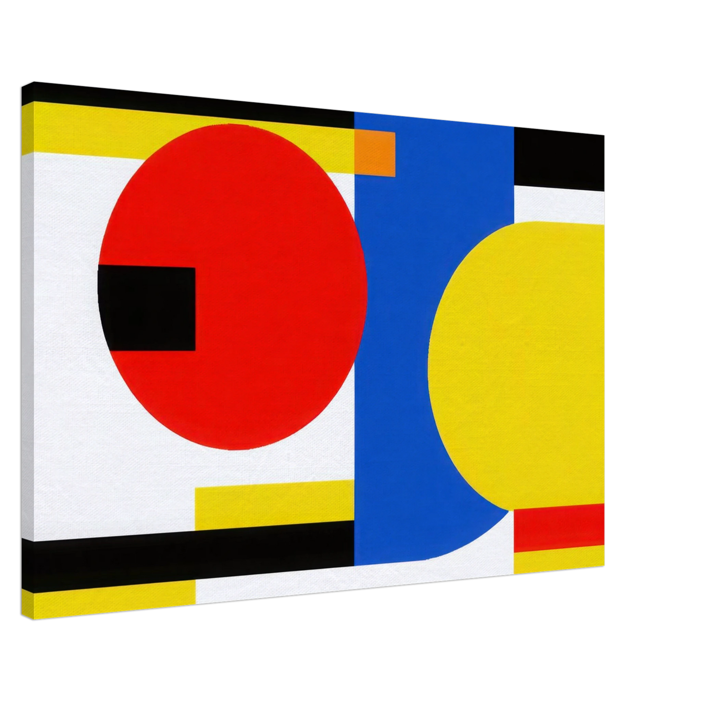 Wandbild bauhaus inspirierte komposition in leuchtendem rot blau gelb abstrakte kunst fuer ihr zuhause