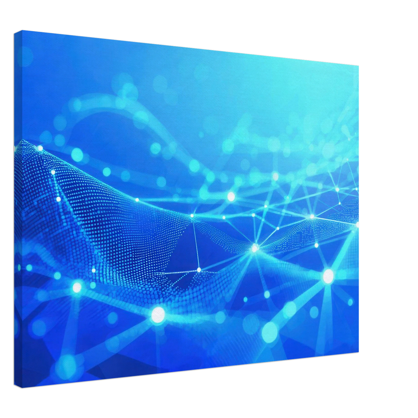 Wandbild deep blue connected world abstraktes cyberpunk netzwerk fuer moderne raeume in vielen groessen