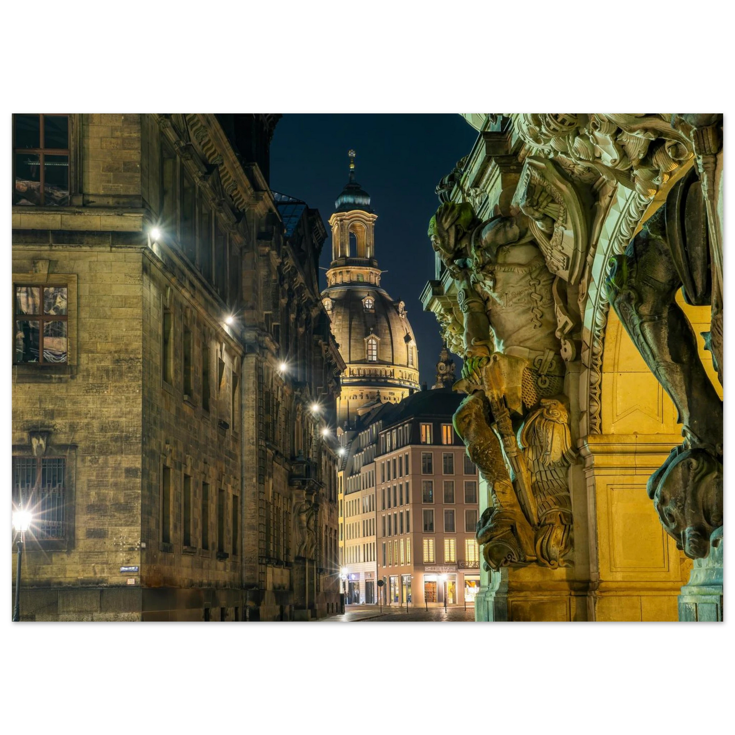 Wandbild dresden altstadt nachtansicht historische architektur als kunstdruck in vielen groessen