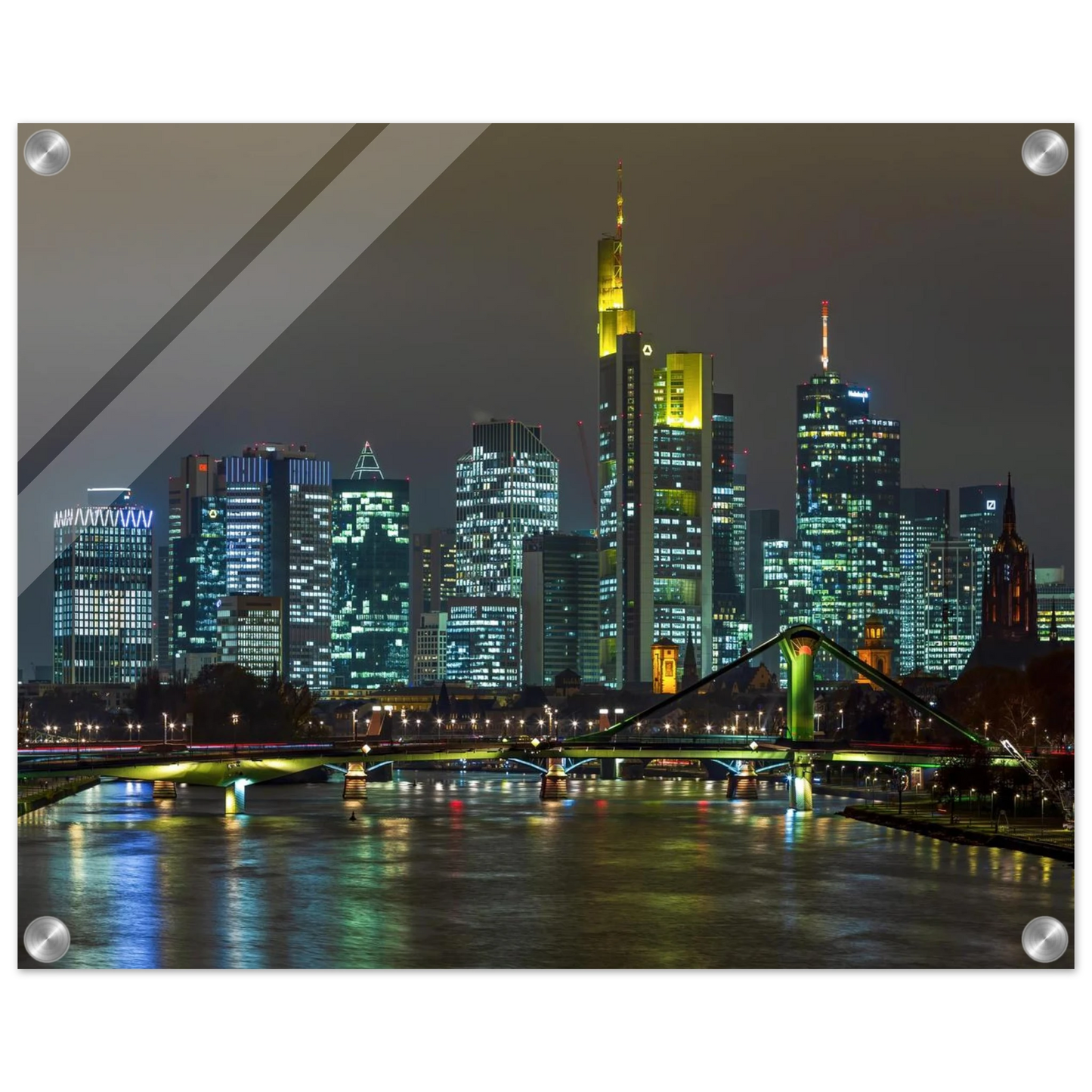 Wandbild frankfurt skyline bei nacht lebendige stadtlandschaft fuer ihr zuhause in vielen groessen