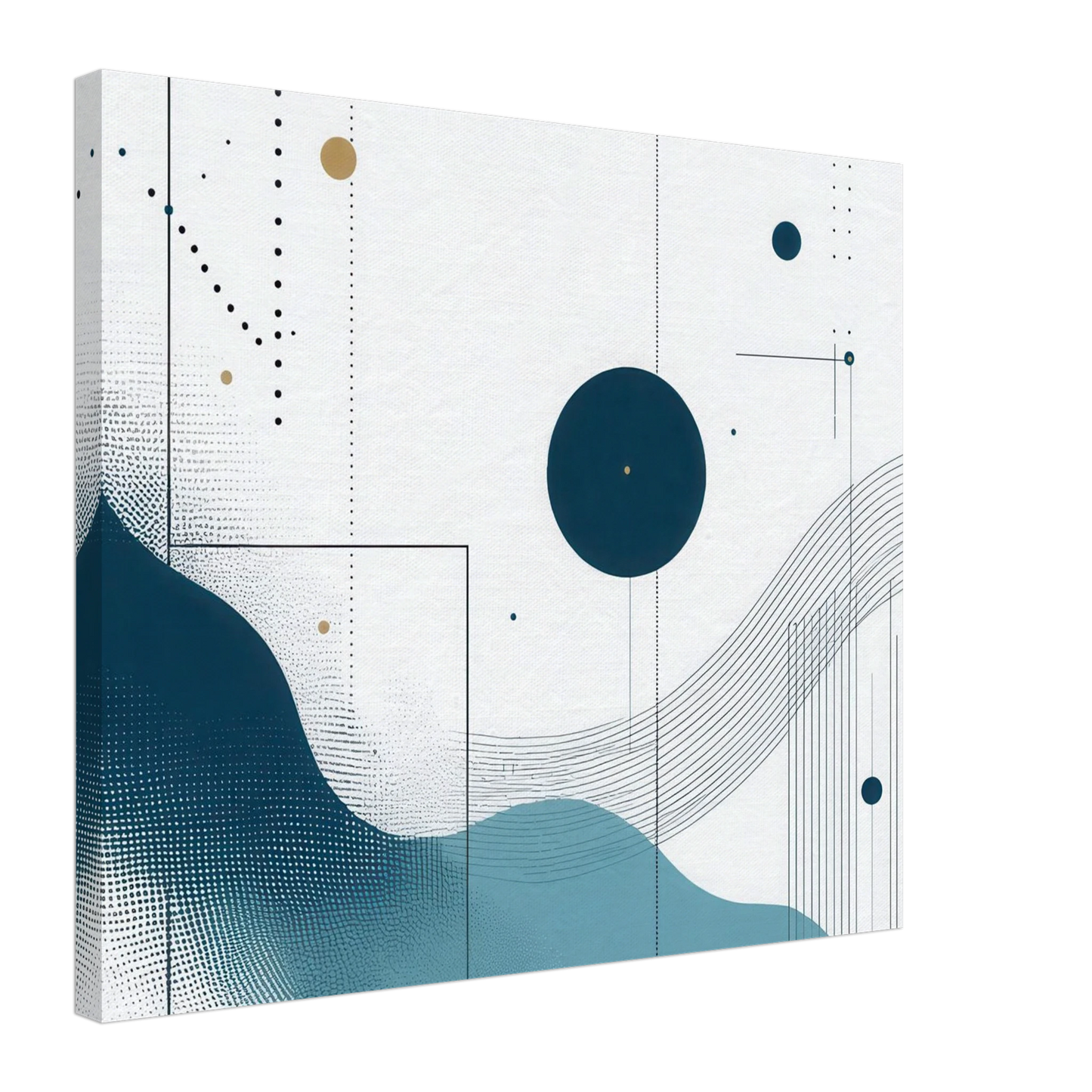 Wandbild deep sea rhythm abstrakte kunst in blau und goldtoenen in ihrer wunschgroesse