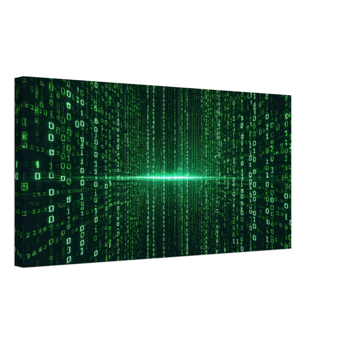 Wandbild digital matrix art gruene binaercode illusion fuer ihr zuhause oder buero erhaeltlich in vielen groessen