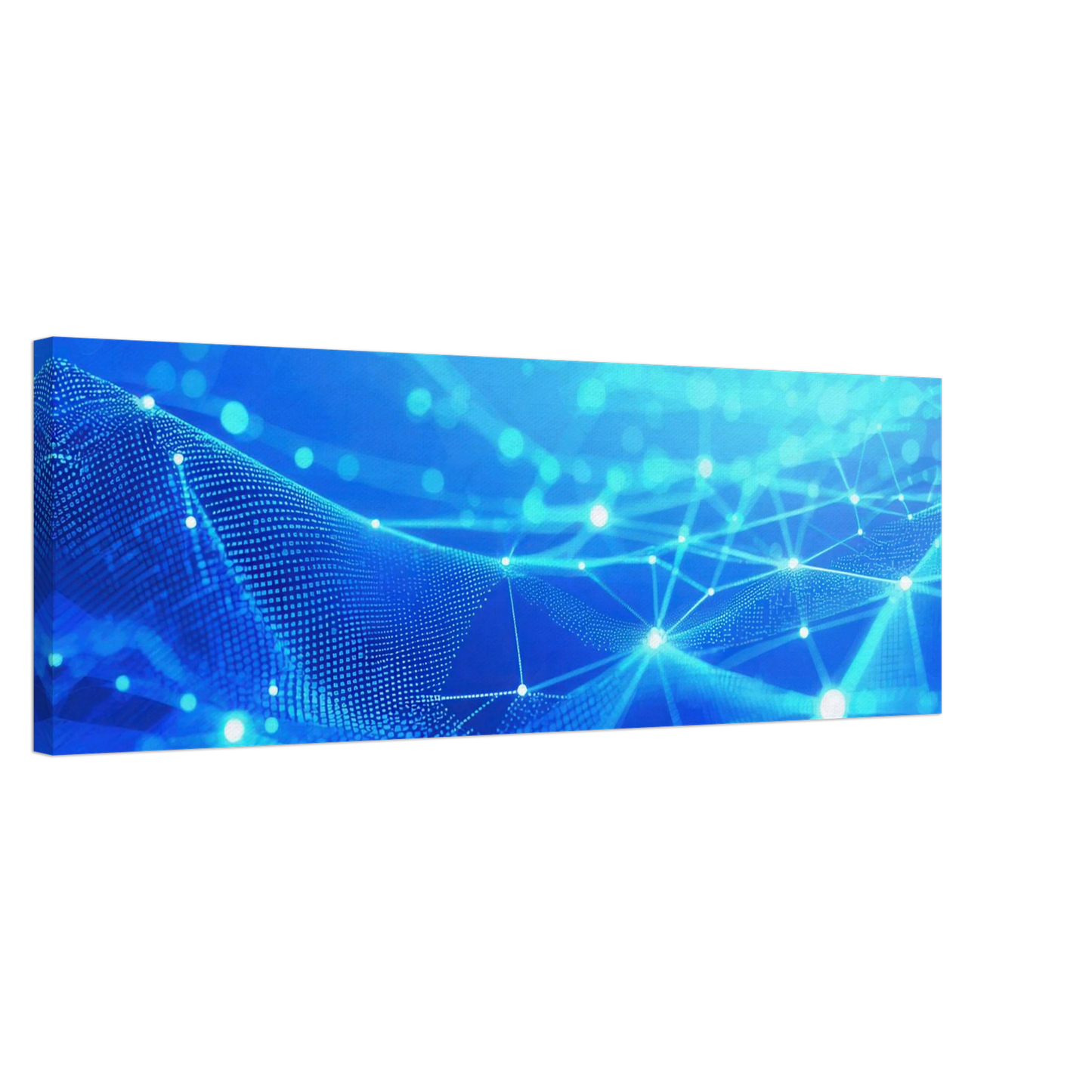 Wandbild deep blue connected world abstraktes cyberpunk netzwerk fuer moderne raeume in vielen groessen