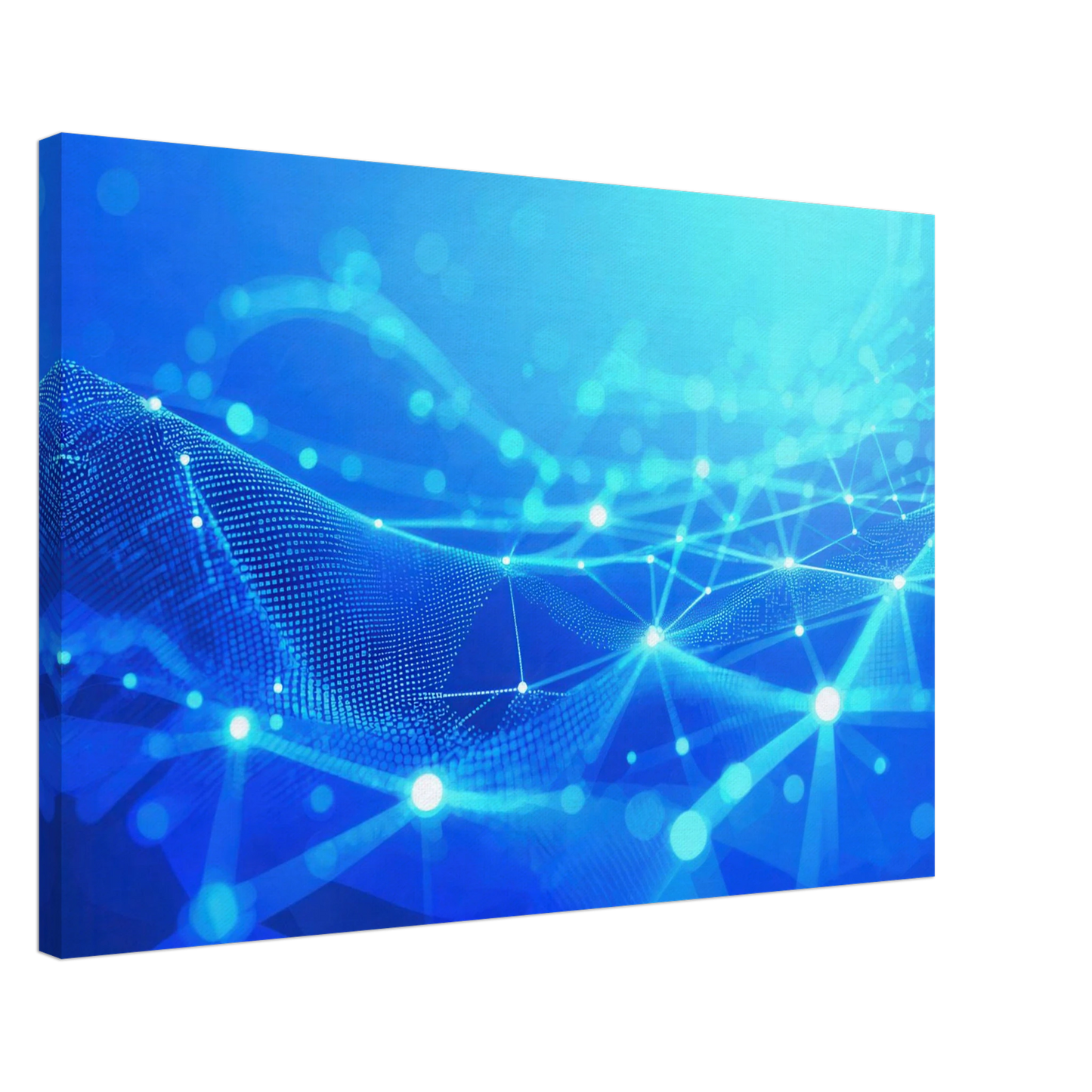Wandbild deep blue connected world abstraktes cyberpunk netzwerk fuer moderne raeume in vielen groessen