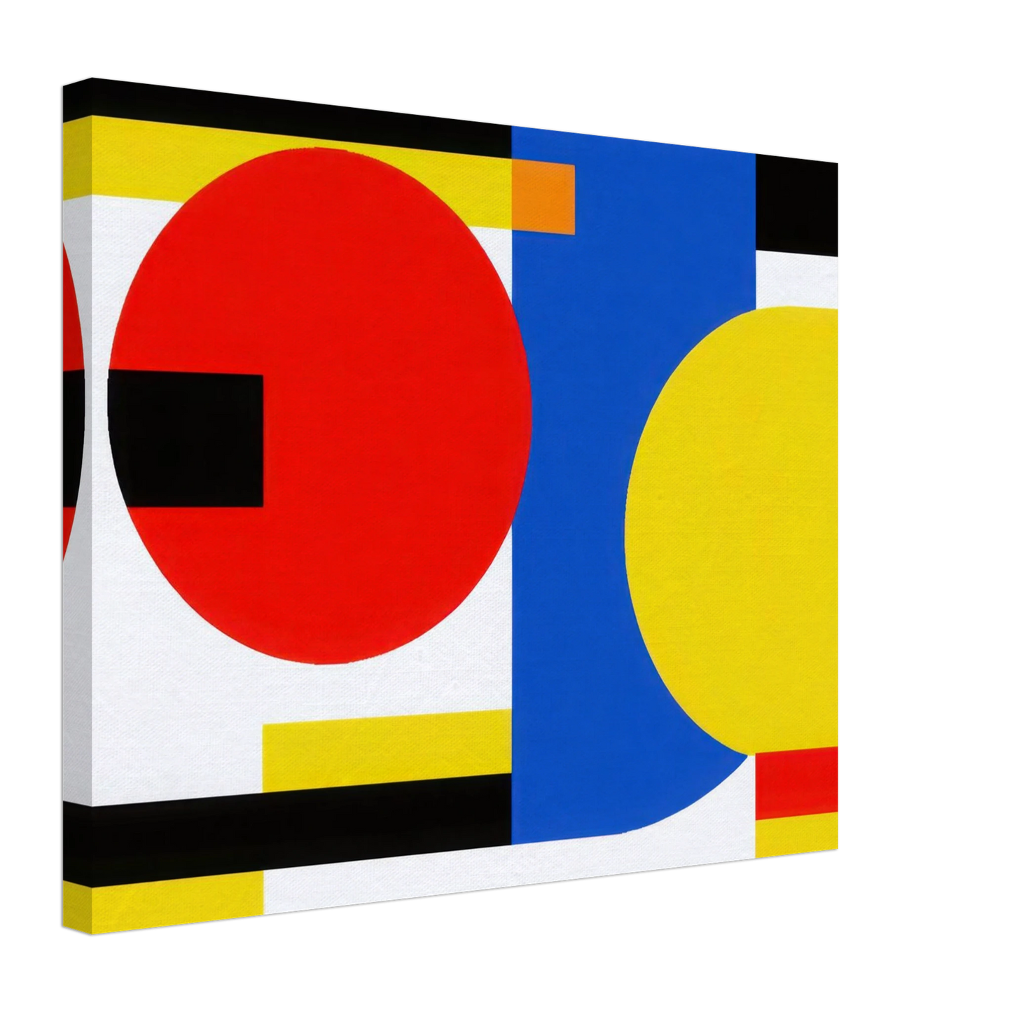 Wandbild bauhaus inspirierte komposition in leuchtendem rot blau gelb abstrakte kunst fuer ihr zuhause