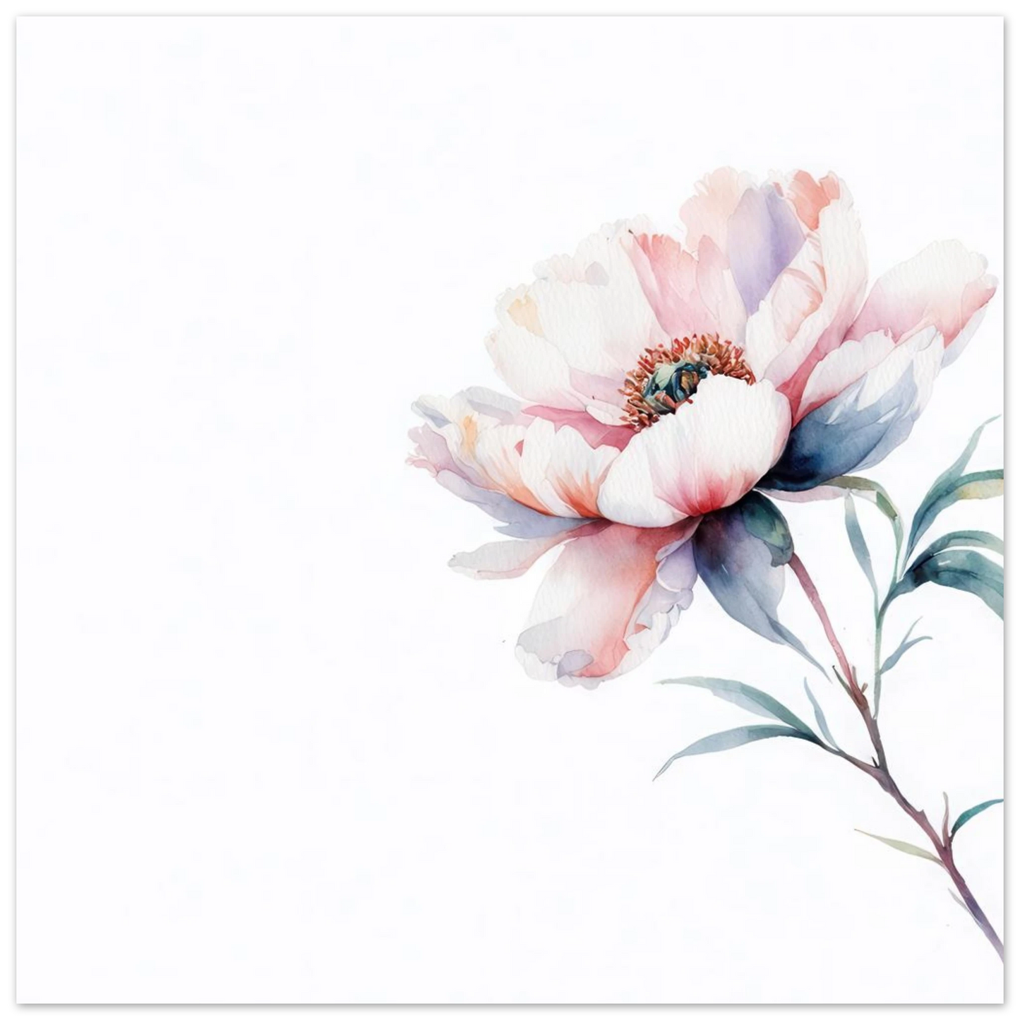 Wandbild zarte pfingstrose elegante aquarell kunst fuer ihr zuhause in wunschgroesse