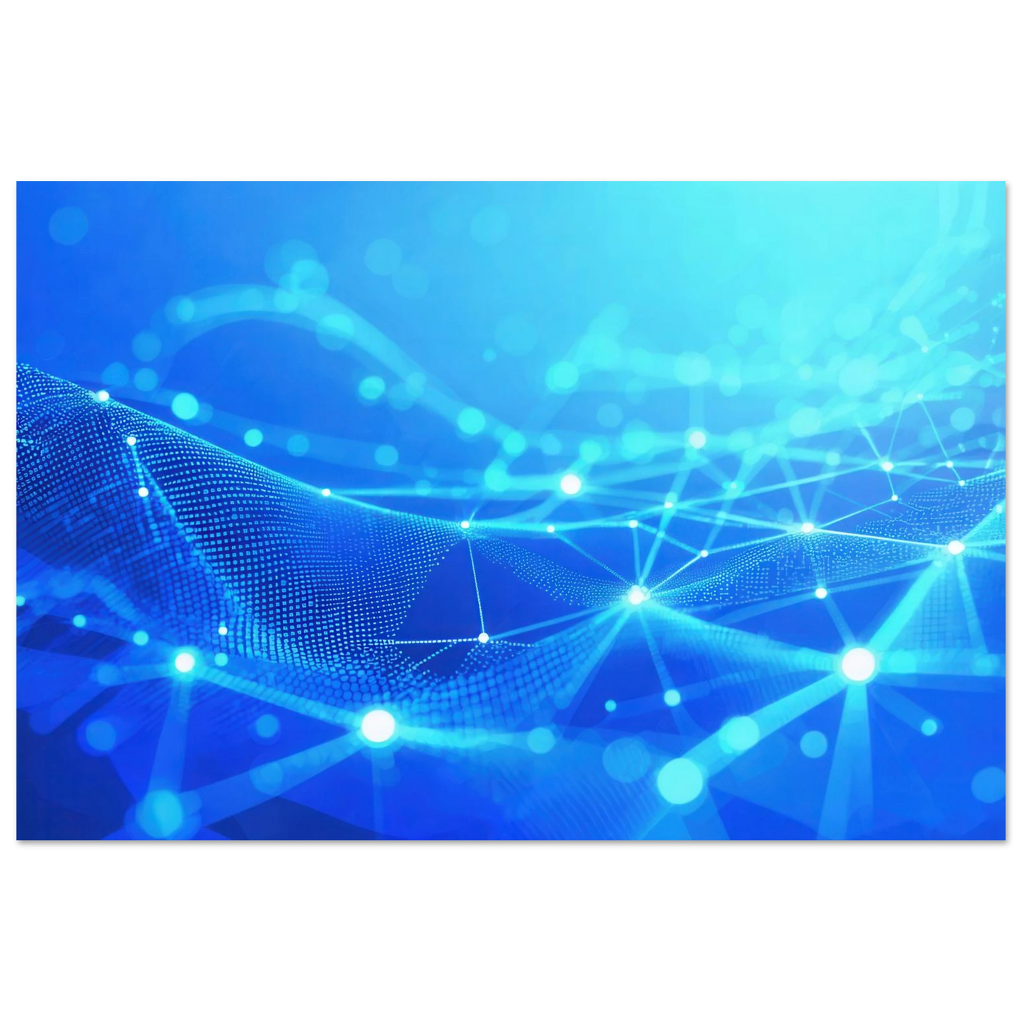 Wandbild deep blue connected world abstraktes cyberpunk netzwerk fuer moderne raeume in vielen groessen
