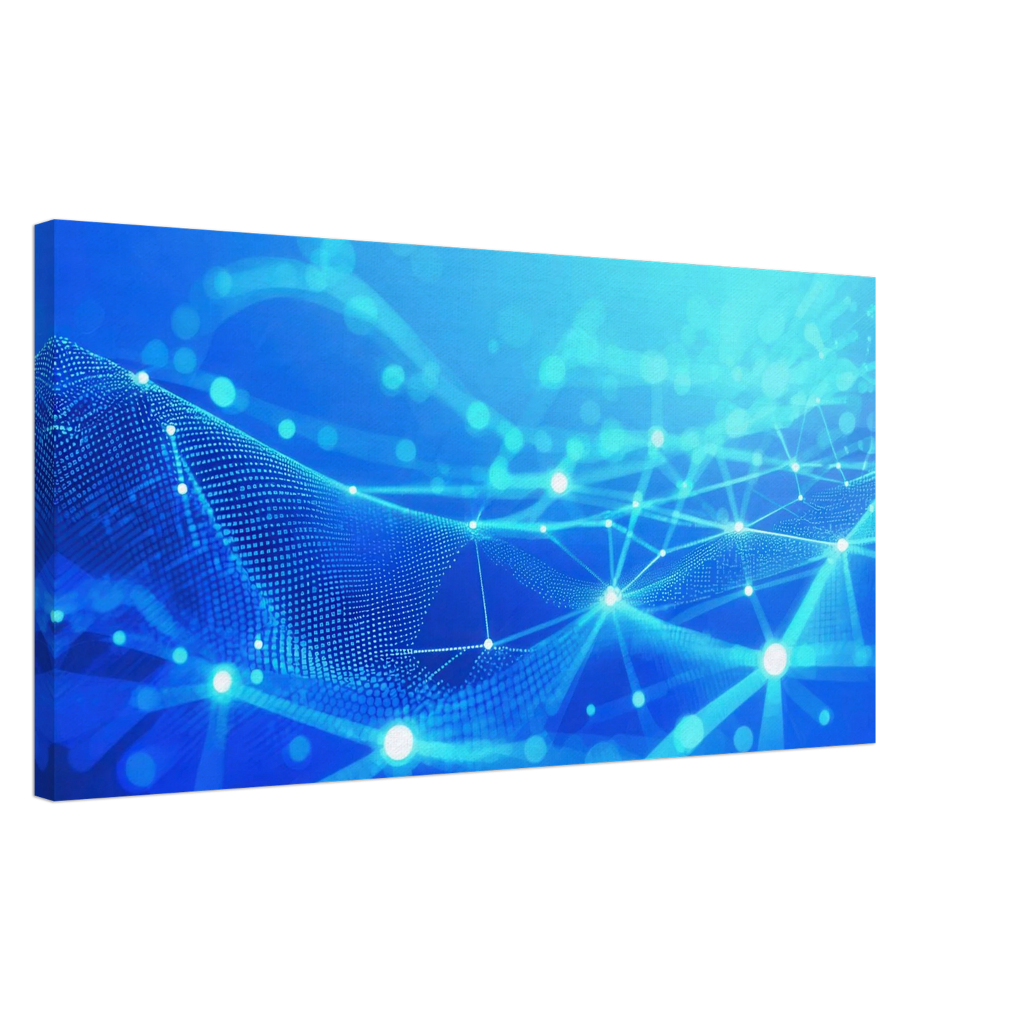 Wandbild deep blue connected world abstraktes cyberpunk netzwerk fuer moderne raeume in vielen groessen