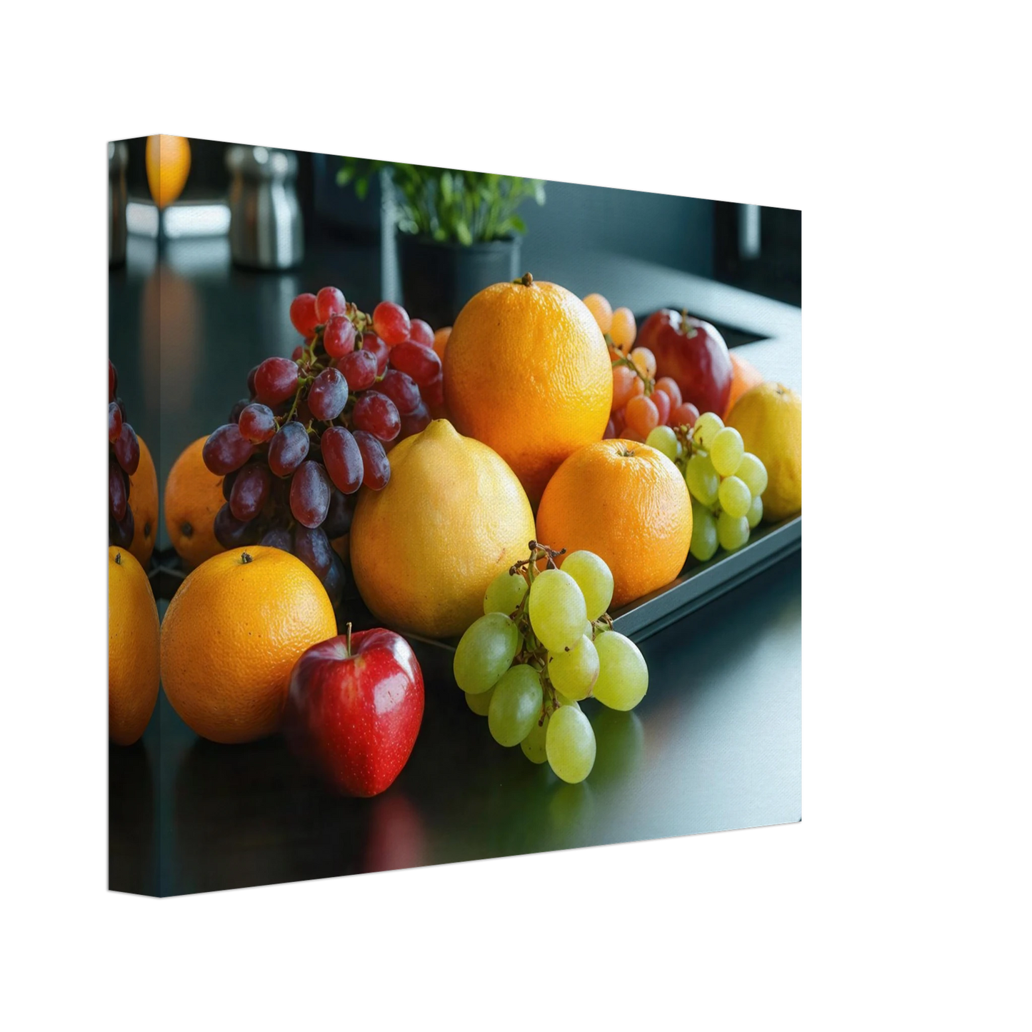 Wandbild fruchtbare fuelle lebendige komposition mit zitrusfruechten und trauben