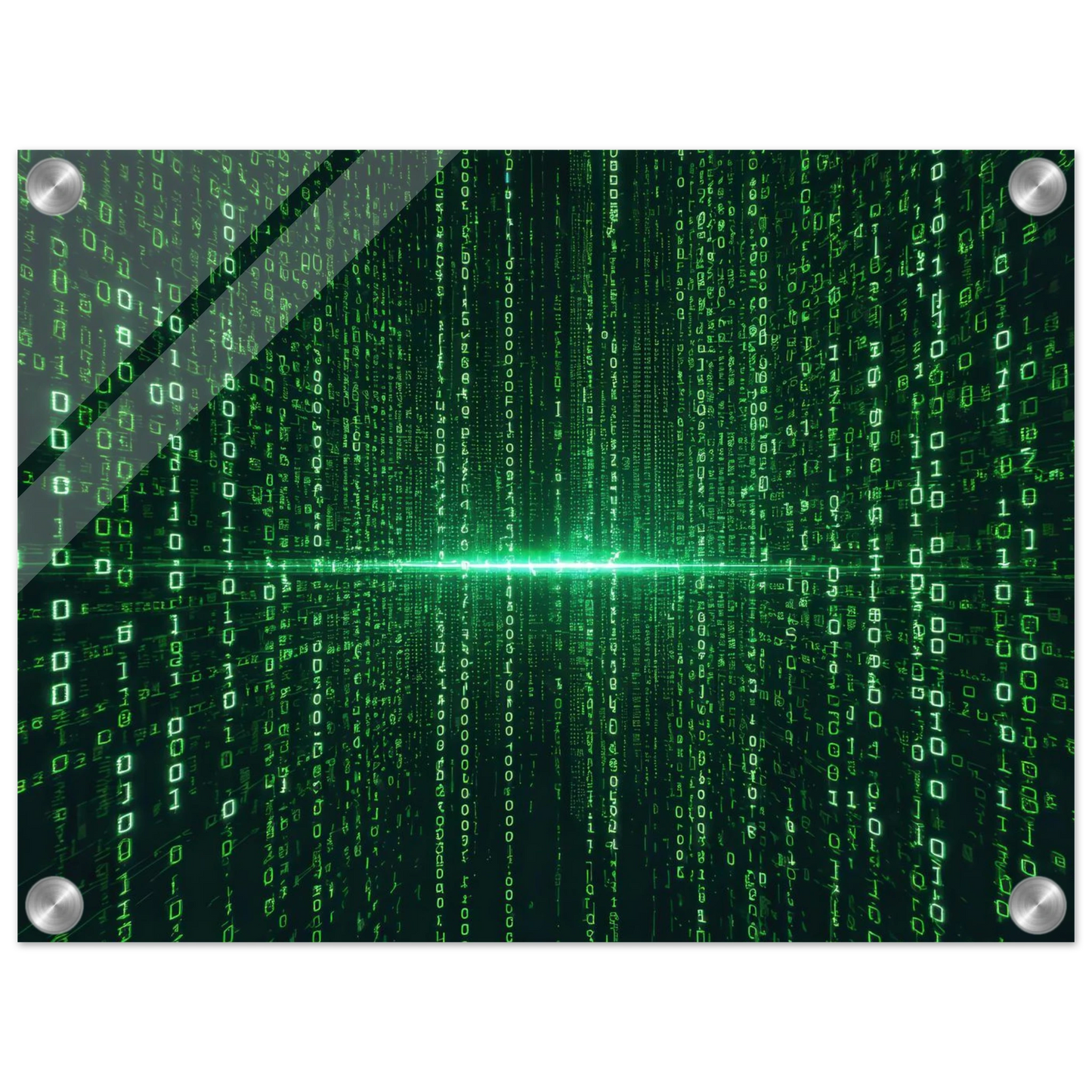 Wandbild digital matrix art gruene binaercode illusion fuer ihr zuhause oder buero erhaeltlich in vielen groessen