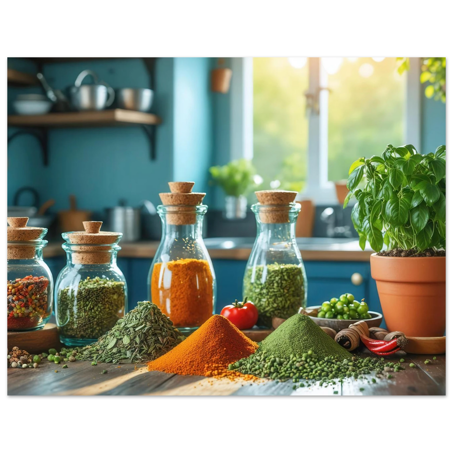 Wandbild lebendige kuechenkraeuter und gewuerze frische wuerze fuer ihr zuhause