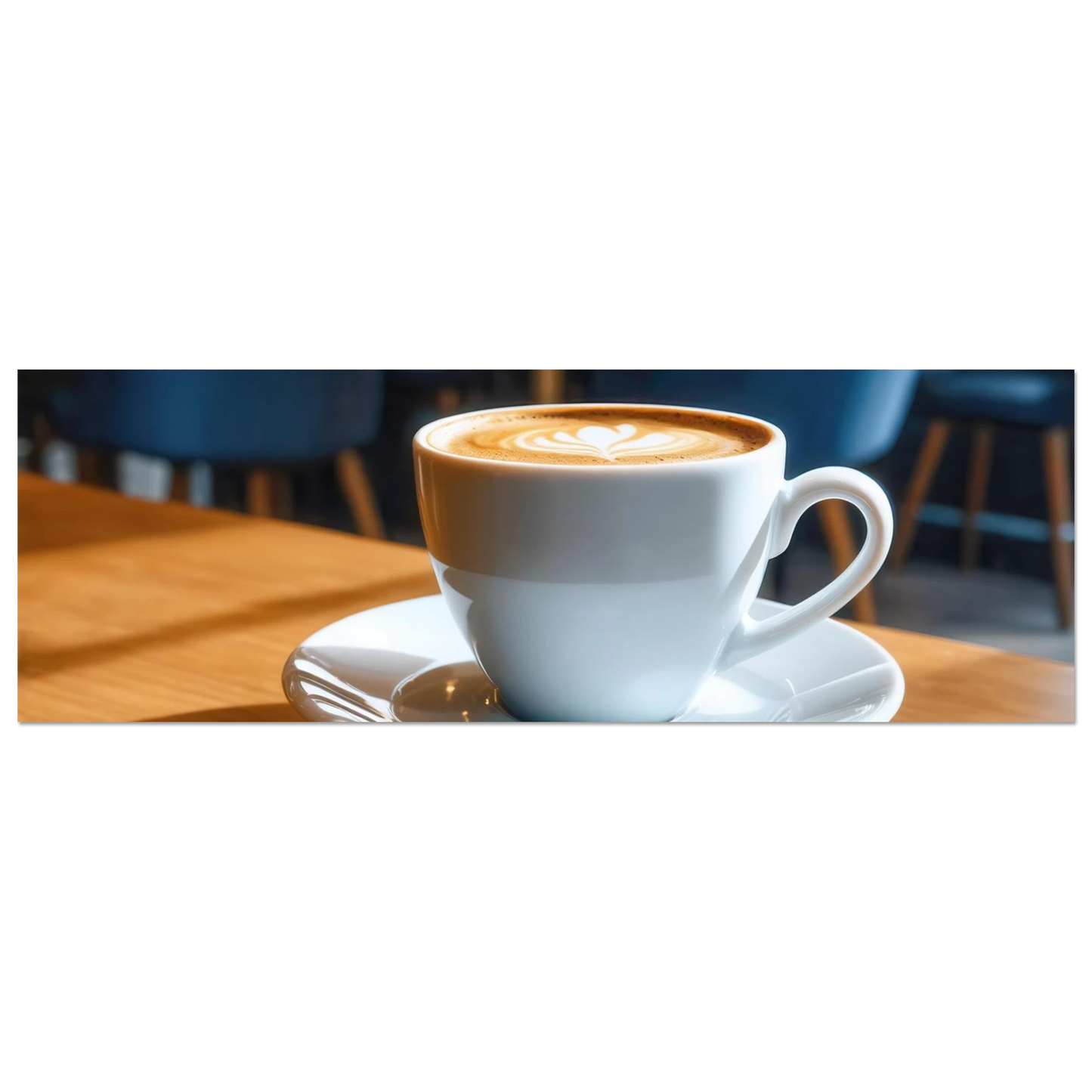 Wandbild gemuetliche kaffeehaus szene stilvolle latte art in goldenem licht