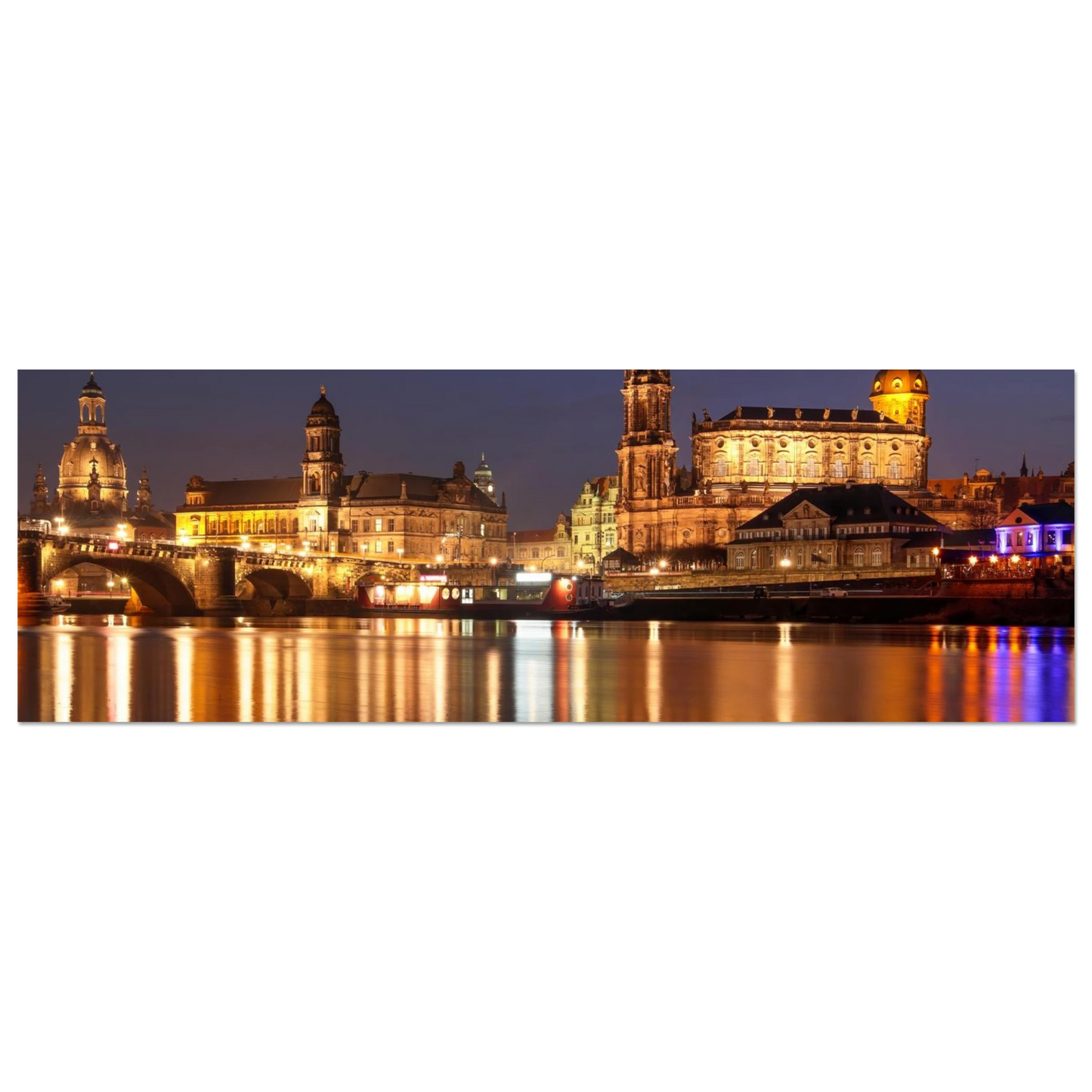 Wandbild dresden bei nacht eine malerische flusslandschaft in leuchtendem gold und azur