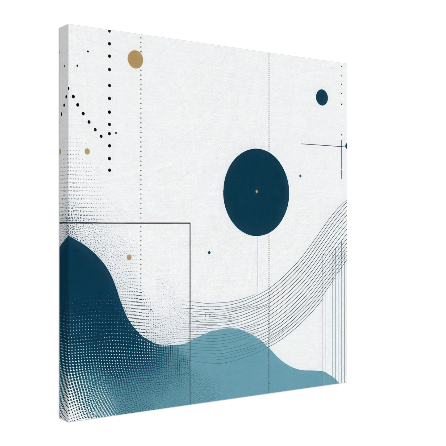 Wandbild deep sea rhythm abstrakte kunst in blau und goldtoenen in ihrer wunschgroesse