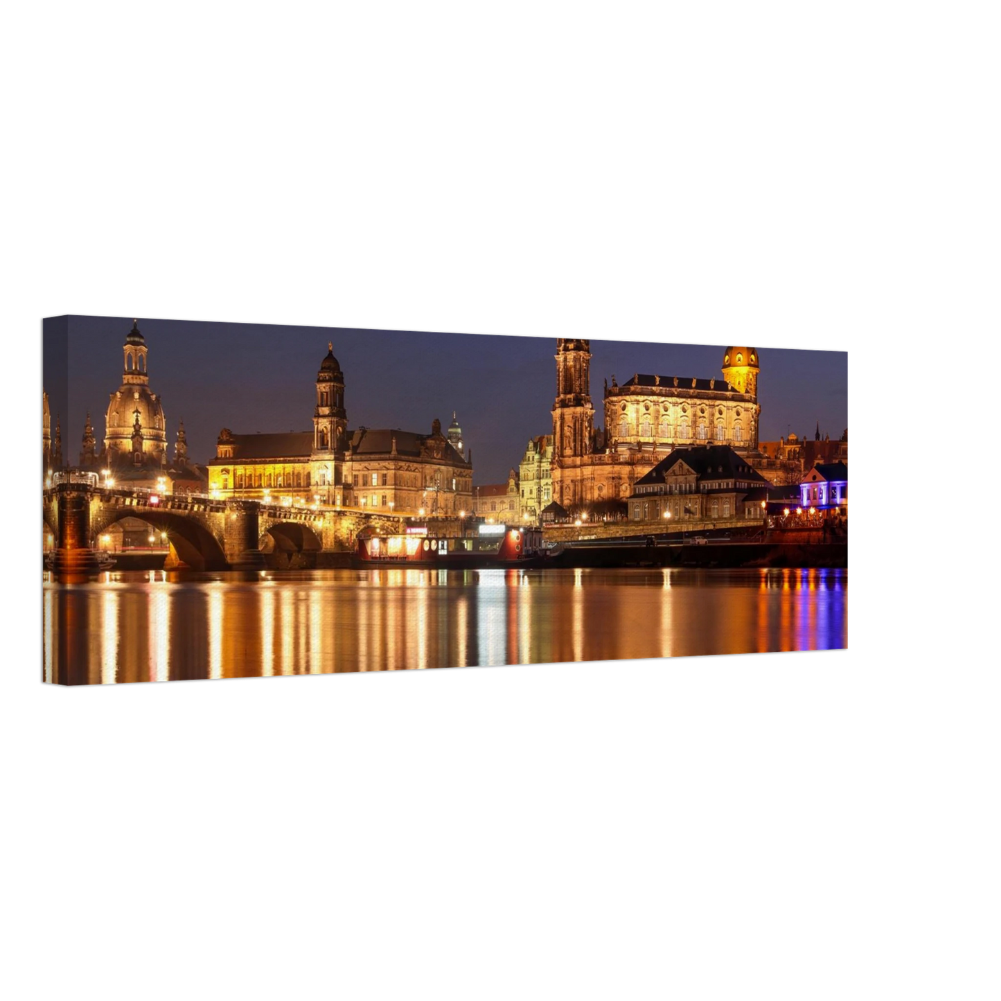 Wandbild dresden bei nacht eine malerische flusslandschaft in leuchtendem gold und azur