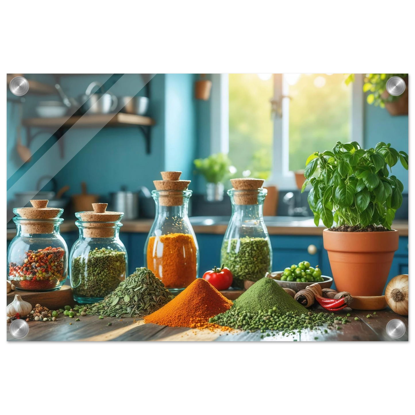 Wandbild lebendige kuechenkraeuter und gewuerze frische wuerze fuer ihr zuhause