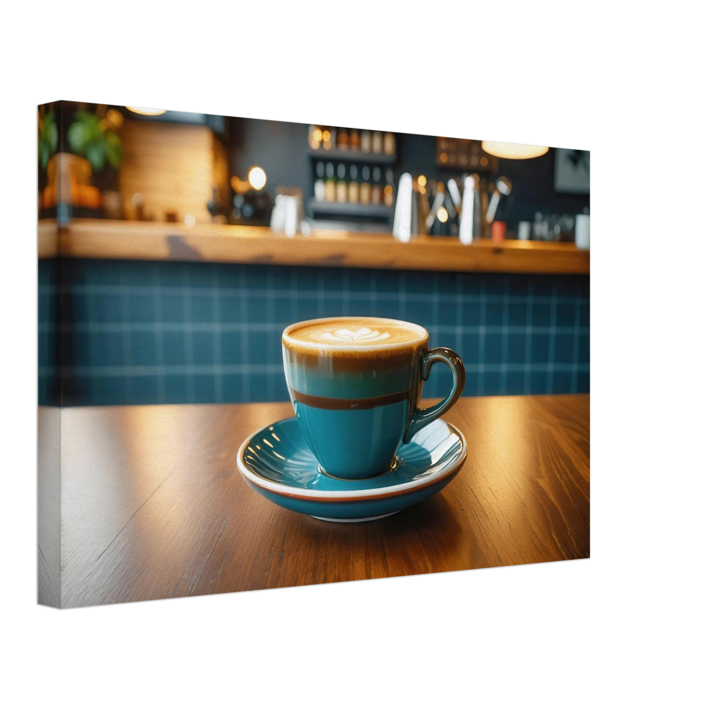 Wandbild deep teal latte einladende kaffeehaus atmosphaere fuer ihr zuhause in vielen groessen