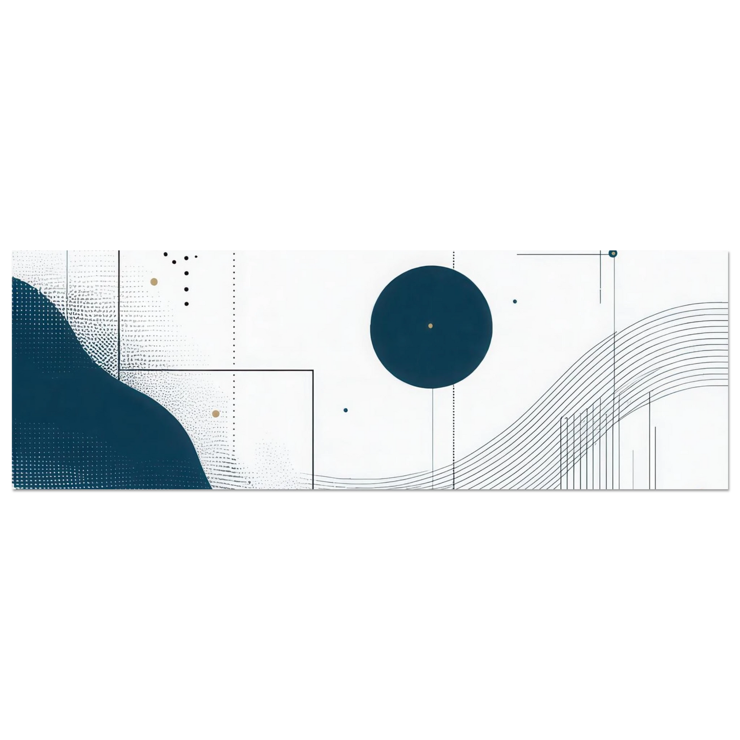 Wandbild deep sea rhythm abstrakte kunst in blau und goldtoenen in ihrer wunschgroesse