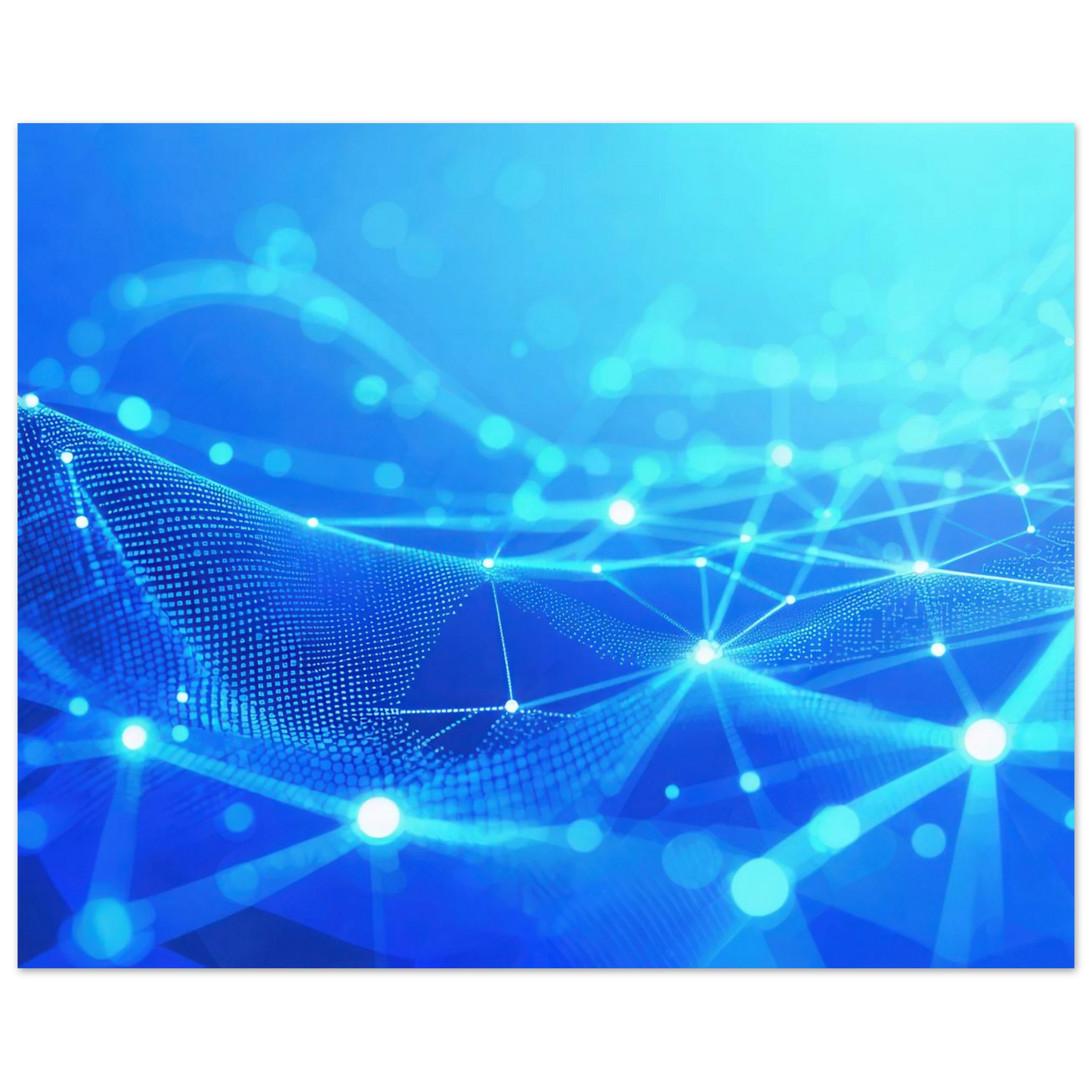 Wandbild deep blue connected world abstraktes cyberpunk netzwerk fuer moderne raeume in vielen groessen