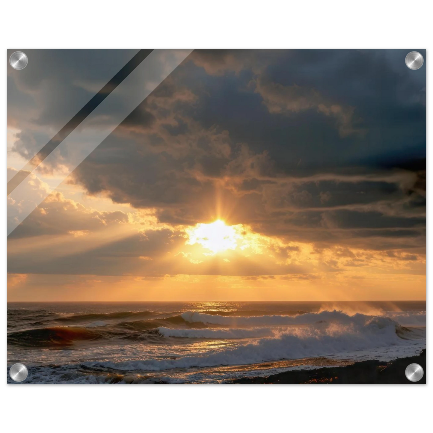 Wandbild dramatischer ozean sonnenuntergang kuestenkunst in ihrer wunschgroesse