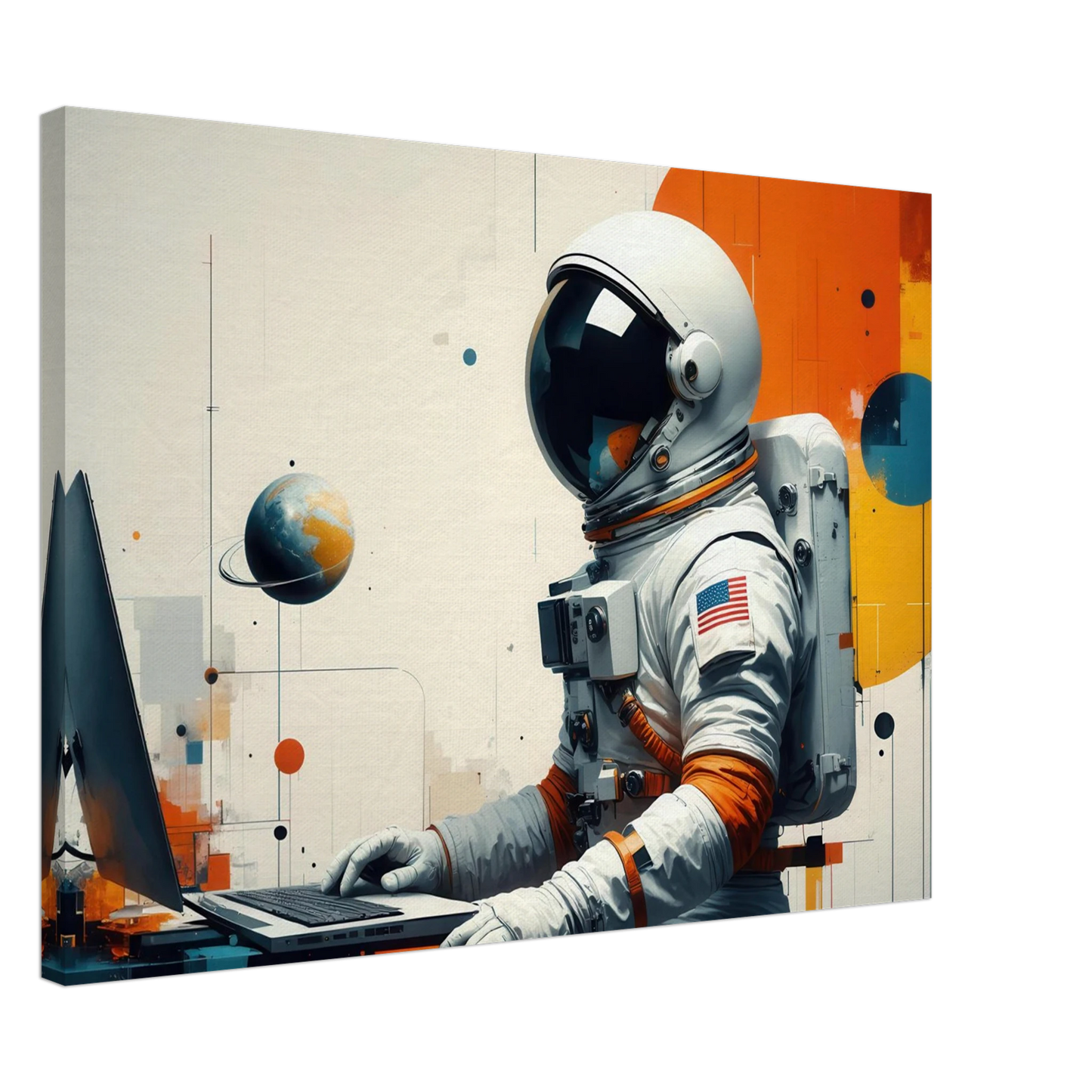 Wandbild cosmic coder astronaut bei der arbeit sci fi kunst fuer dein zuhause in verschiedenen groessen