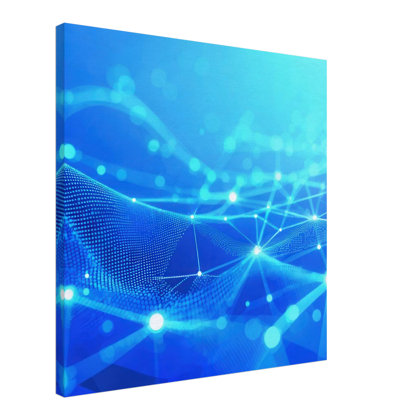 Wandbild deep blue connected world abstraktes cyberpunk netzwerk fuer moderne raeume in vielen groessen