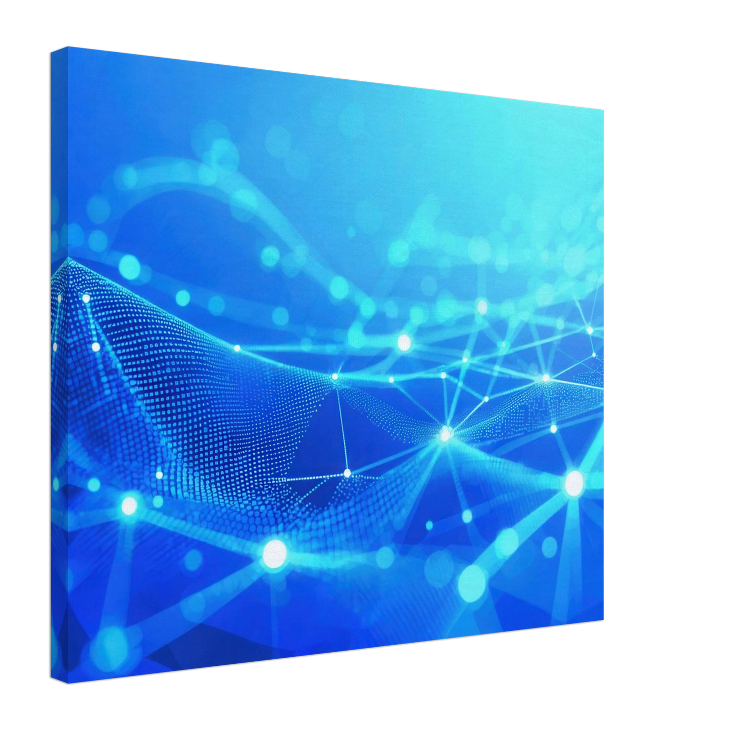 Wandbild deep blue connected world abstraktes cyberpunk netzwerk fuer moderne raeume in vielen groessen