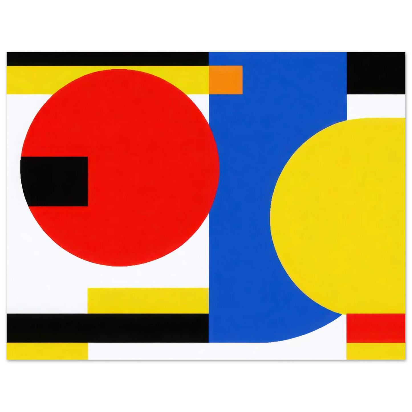 Wandbild bauhaus inspirierte komposition in leuchtendem rot blau gelb abstrakte kunst fuer ihr zuhause