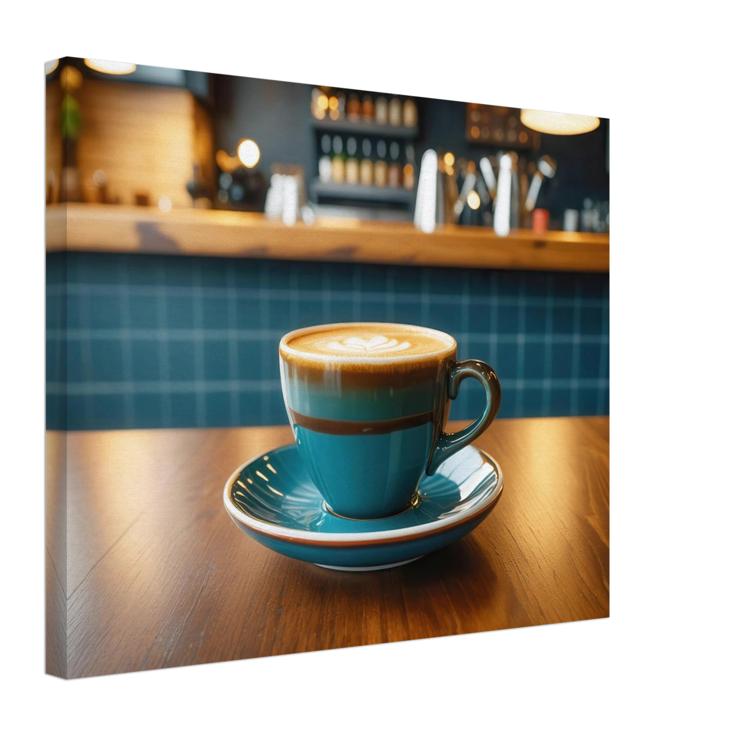 Wandbild deep teal latte einladende kaffeehaus atmosphaere fuer ihr zuhause in vielen groessen