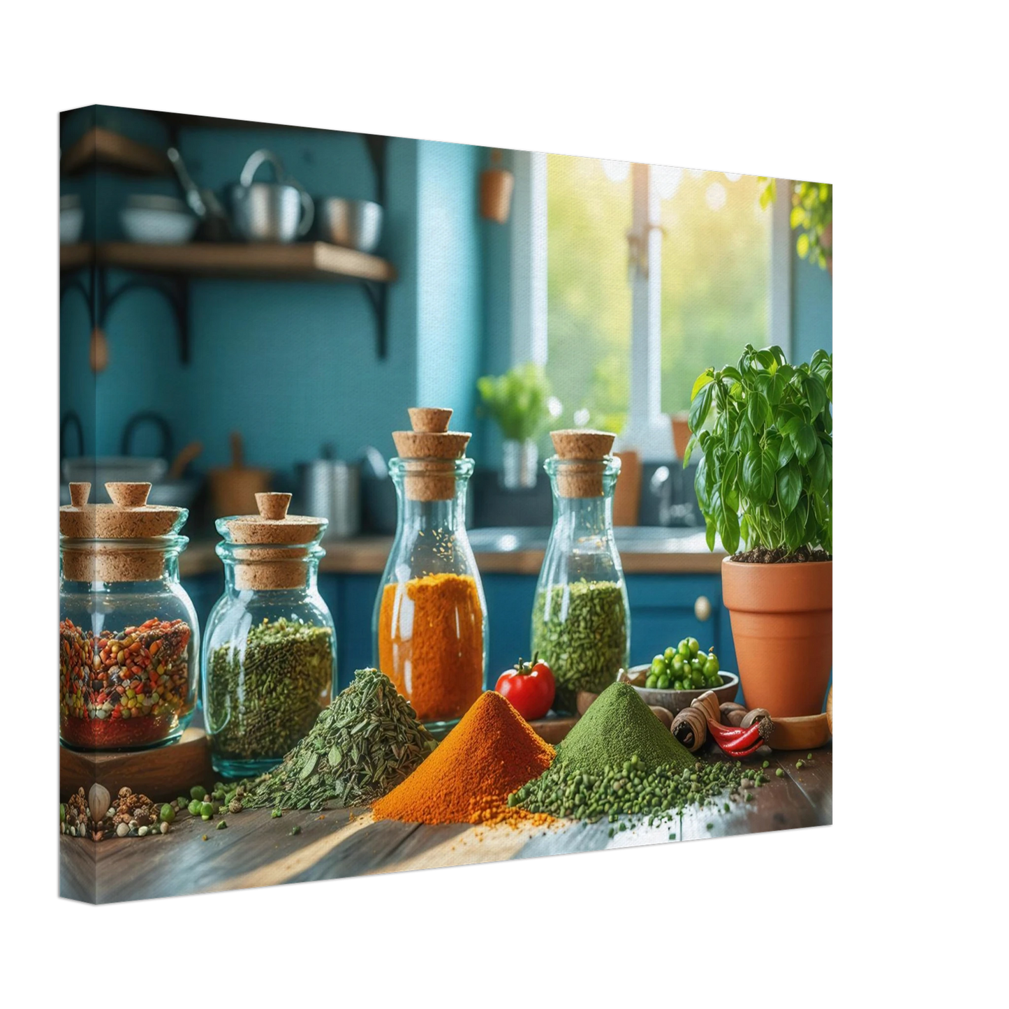 Wandbild lebendige kuechenkraeuter und gewuerze frische wuerze fuer ihr zuhause