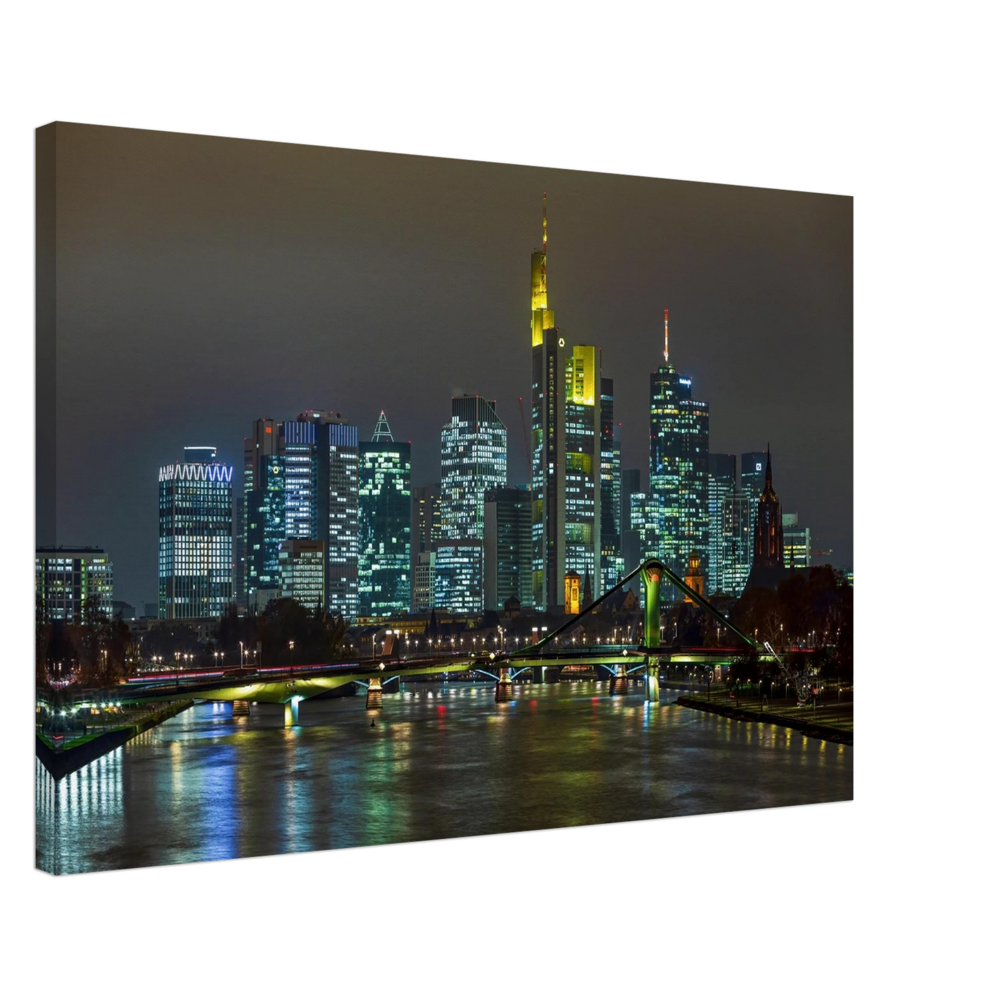 Wandbild frankfurt skyline bei nacht lebendige stadtlandschaft fuer ihr zuhause in vielen groessen