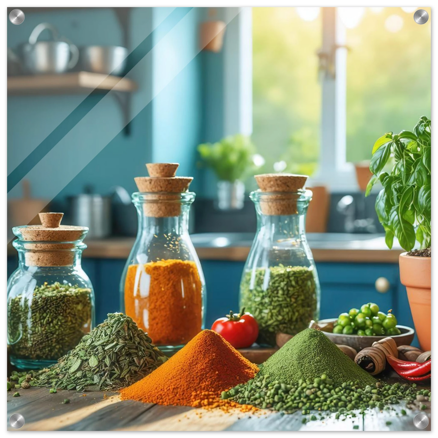 Wandbild lebendige kuechenkraeuter und gewuerze frische wuerze fuer ihr zuhause